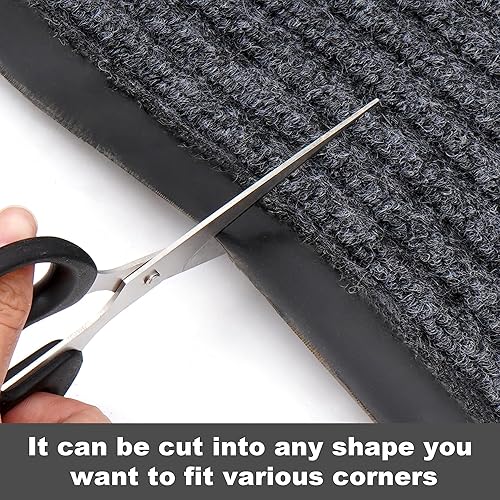 Miniatura 4 de Tapete de entrada de grado comercial de 3 x 10 pies, para interior y exterior, color negro, ahumado, resistente, con parte trasera de goma, cepillo