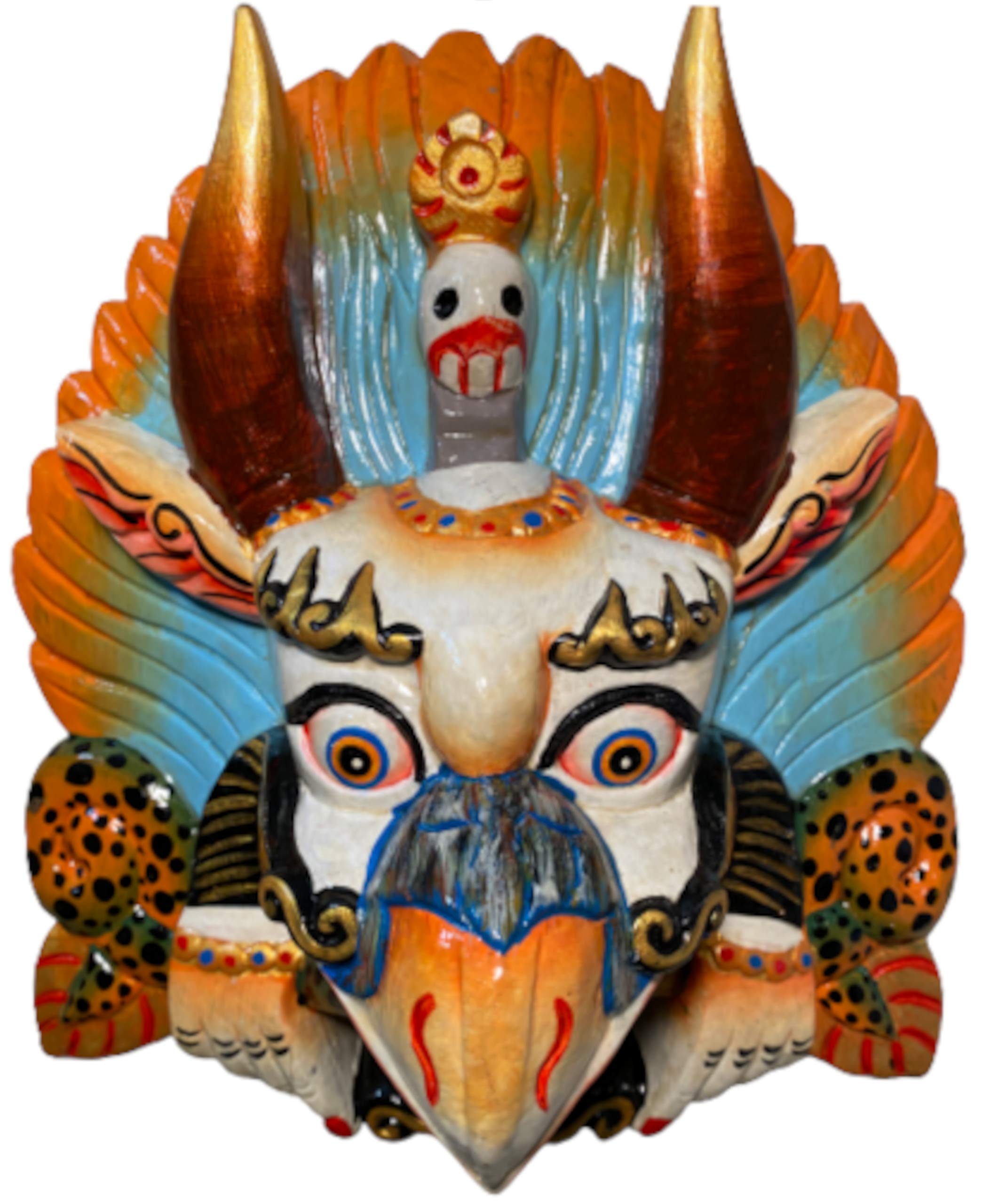 QT S Hand Crafted Wooden Garuda Hindu and Buddhists Asian Mask Tibetan Nepal Newari Art Home Decor or Tattoo Shops Office Gift Garuda Wall Hanging sculpture Hand Carved Wooden Gifts