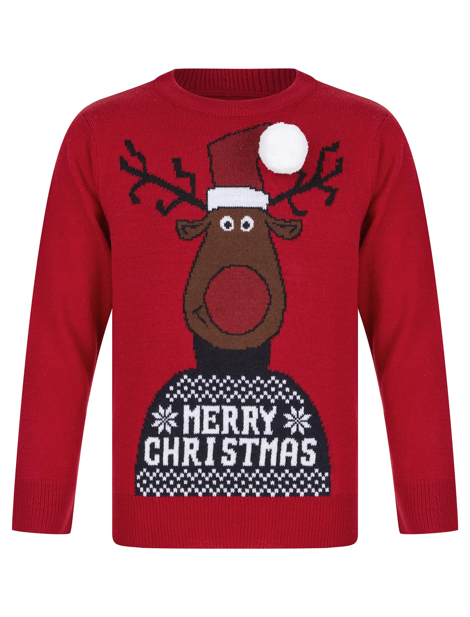 Tokyo Laundry Boy's Reindeer 3D Pom-Pom Novelty Christmas Jumper