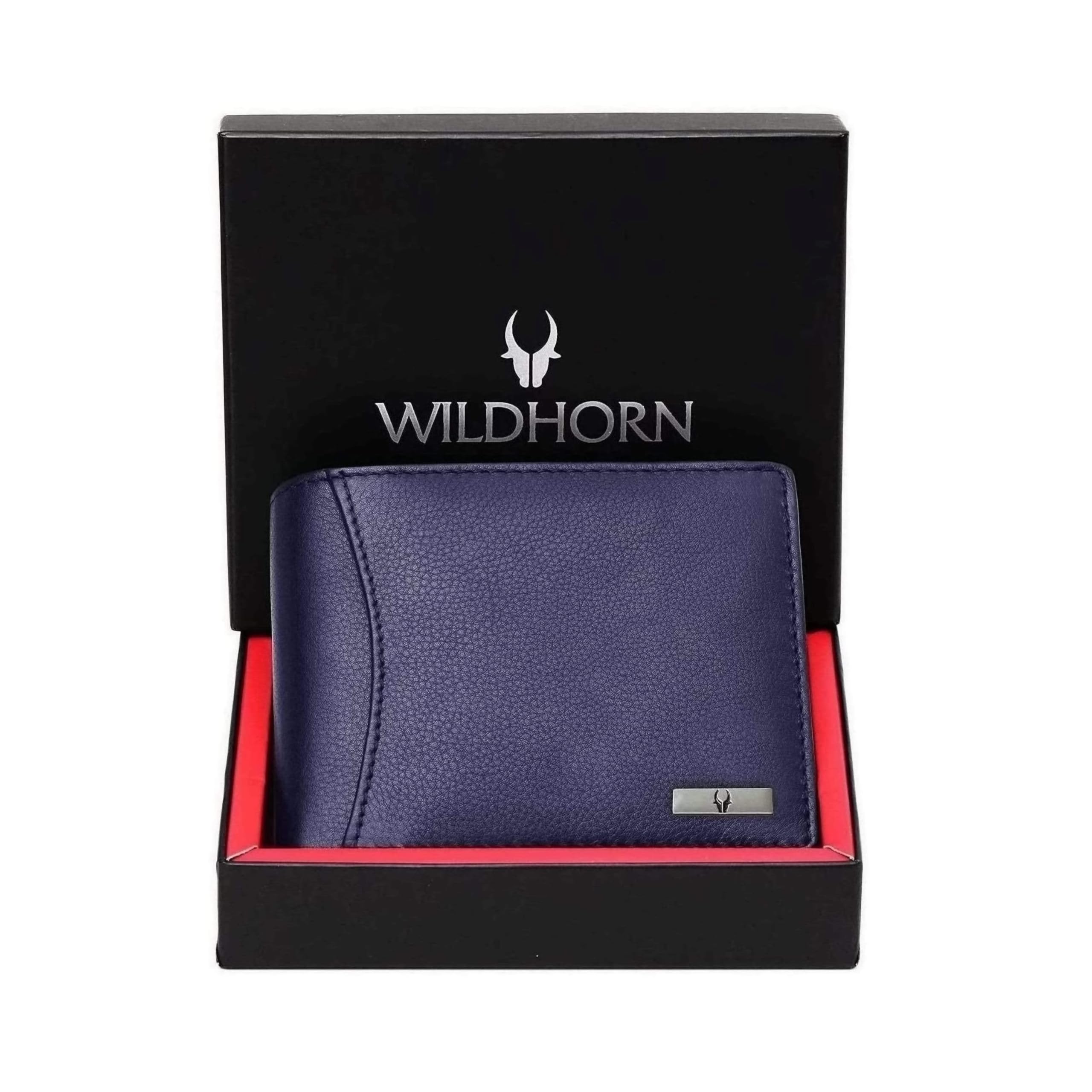 WildHorn India RFID Protected Leather Men's Wallet, BLUE, Contemporary