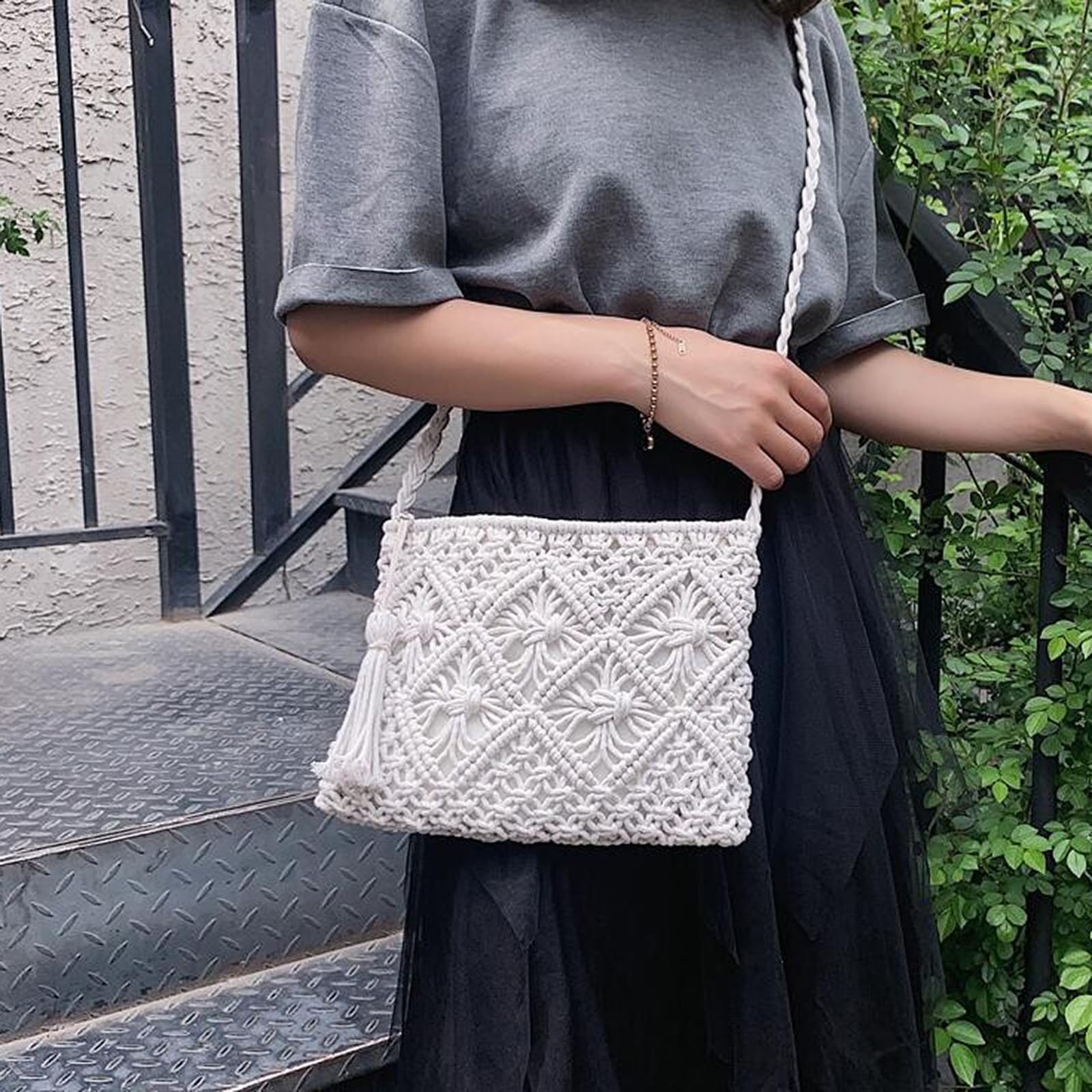 Borsa Intrecciata Donna, Borsa Paglia Donna Elegante, Borse in Paglia, Crochet Bag, Borsa Paglia Donna, borsetta donna estiva, Piccola Borsa in Paglia per Vacanze