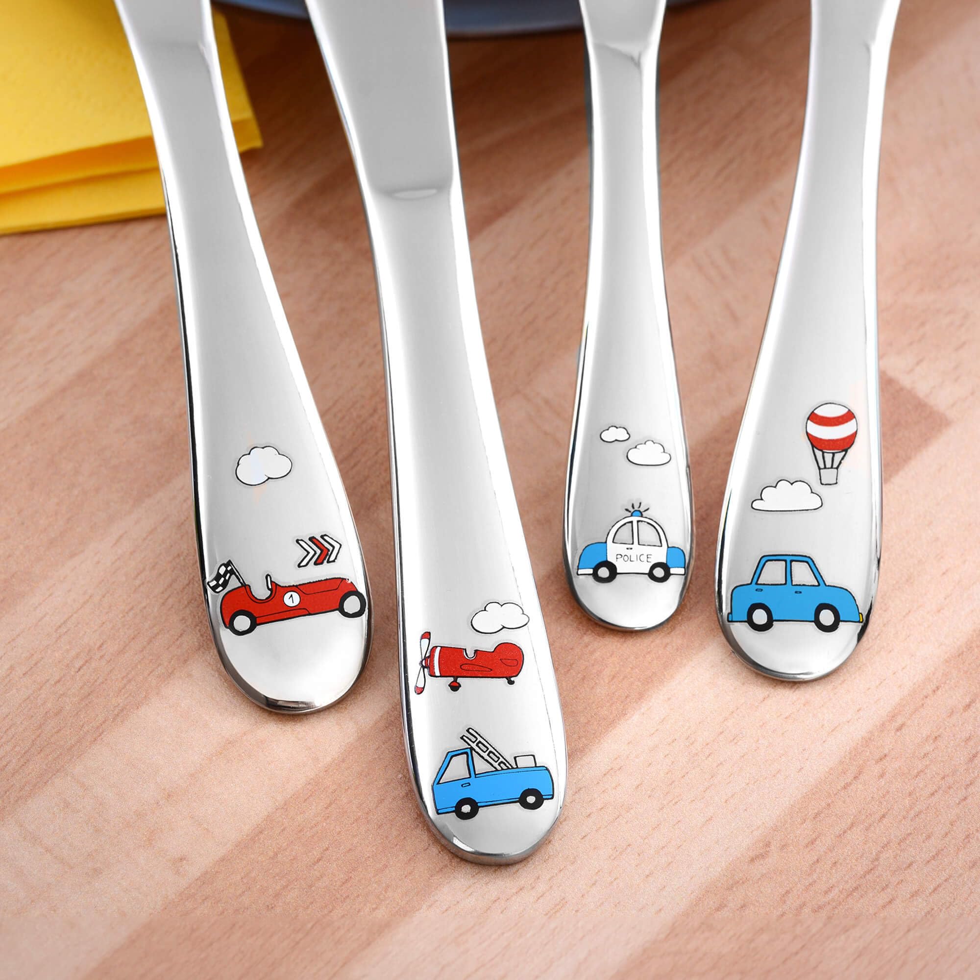 Posate Bambini In Acciaio Inox - Set 8 Pezzi, Forchette E Cucchiai Colorati - Foto 8