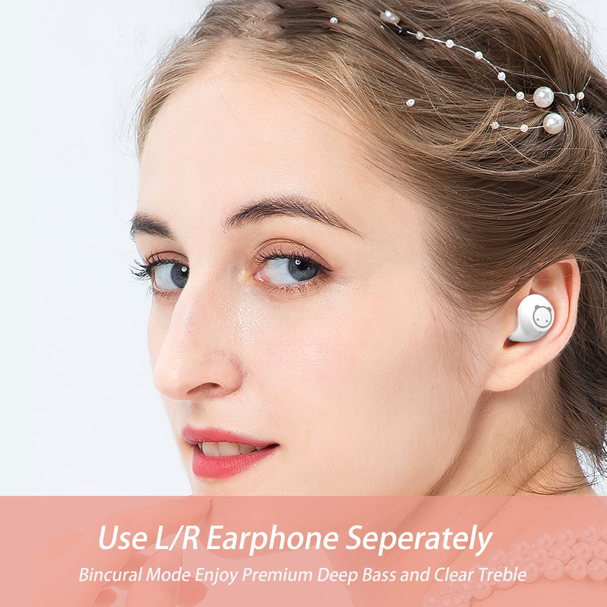 Auriculares inalámbricos AMAFACE, auriculares inalámbricos para niños con bonito estuche de carga, auriculares inalámbricos impermeables estéreo más pequeños con micrófono para entrenamiento deportivo