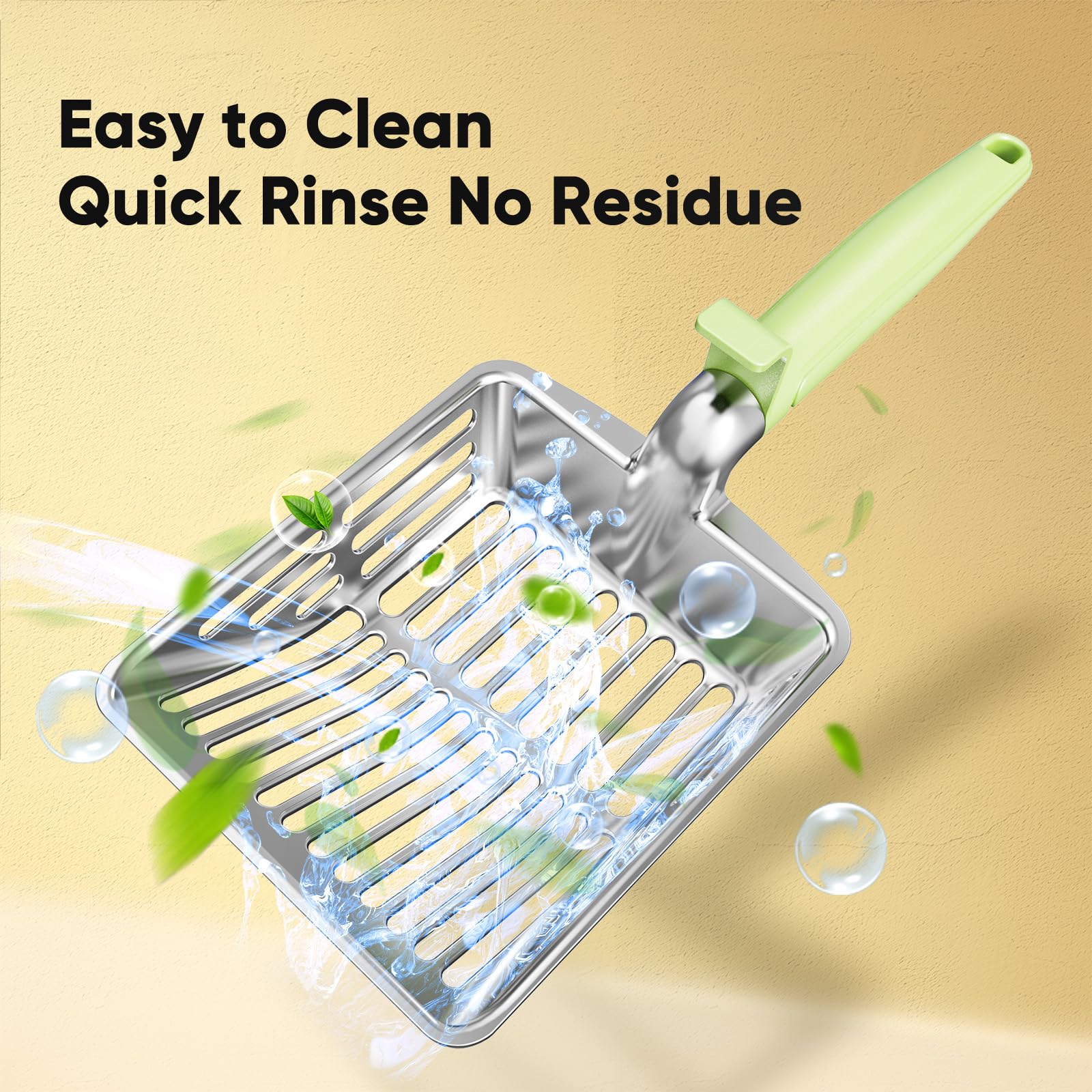 Metal Cat Litter Scoop, Large Cat Scooper with Deep Shovel & Dual Sifting Holes for Fast & Precise Sifting, Space Aluminum Kitty Litter Scooper with Long Handle & Easy-to-Hang Hook - Mint - image 5