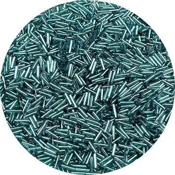90g Glass Bugle Beads 7x2mm Embroidery Tube Glass Spacer Bulk Small Craft Long Beads for Necklaces Bracelets Earrings DIY Jewelry MakingLake Blue