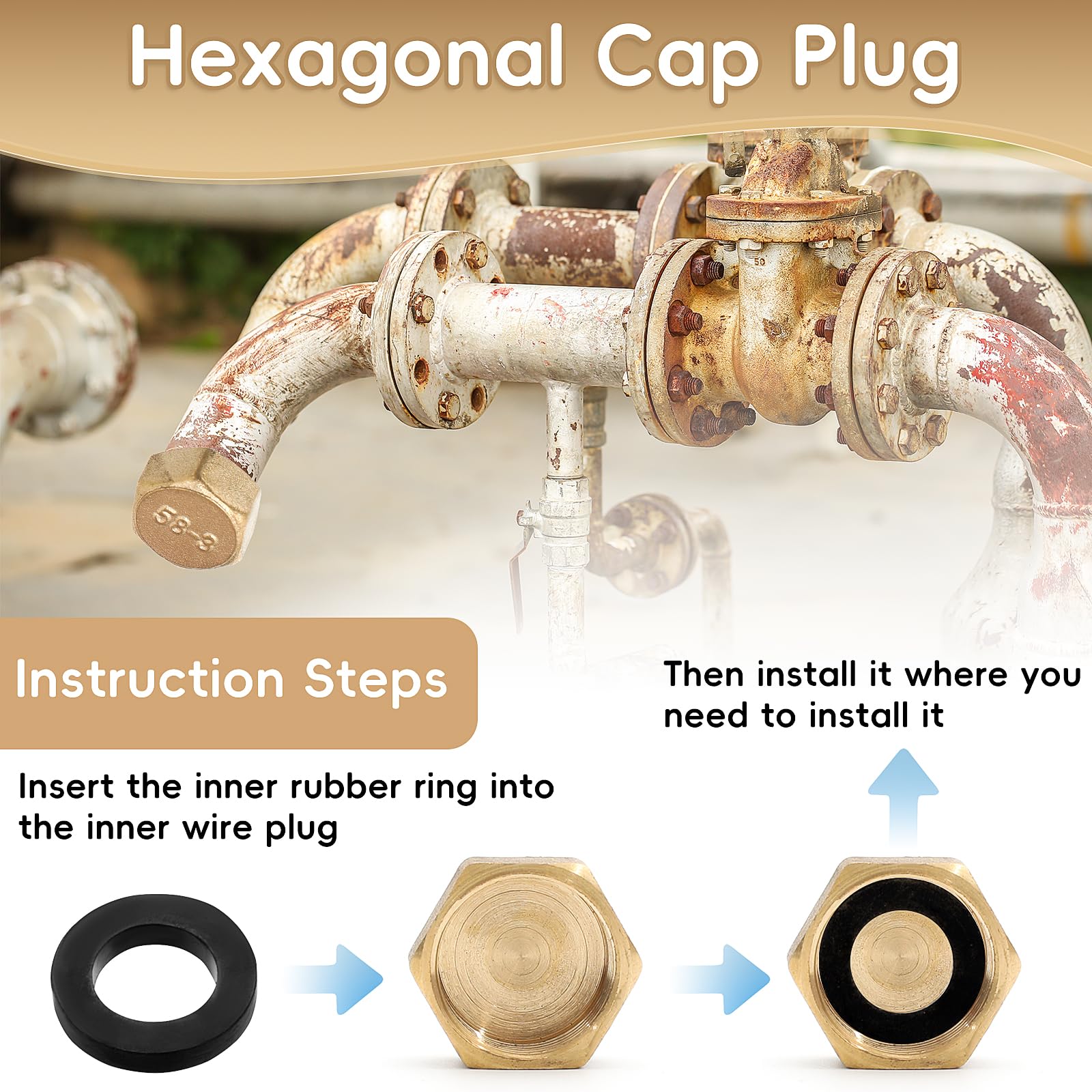 Pack of 8 Brass Blanking Caps, 1/2 Female BSP Thread Brass Compression Stop End Blank Cap - Image 4
