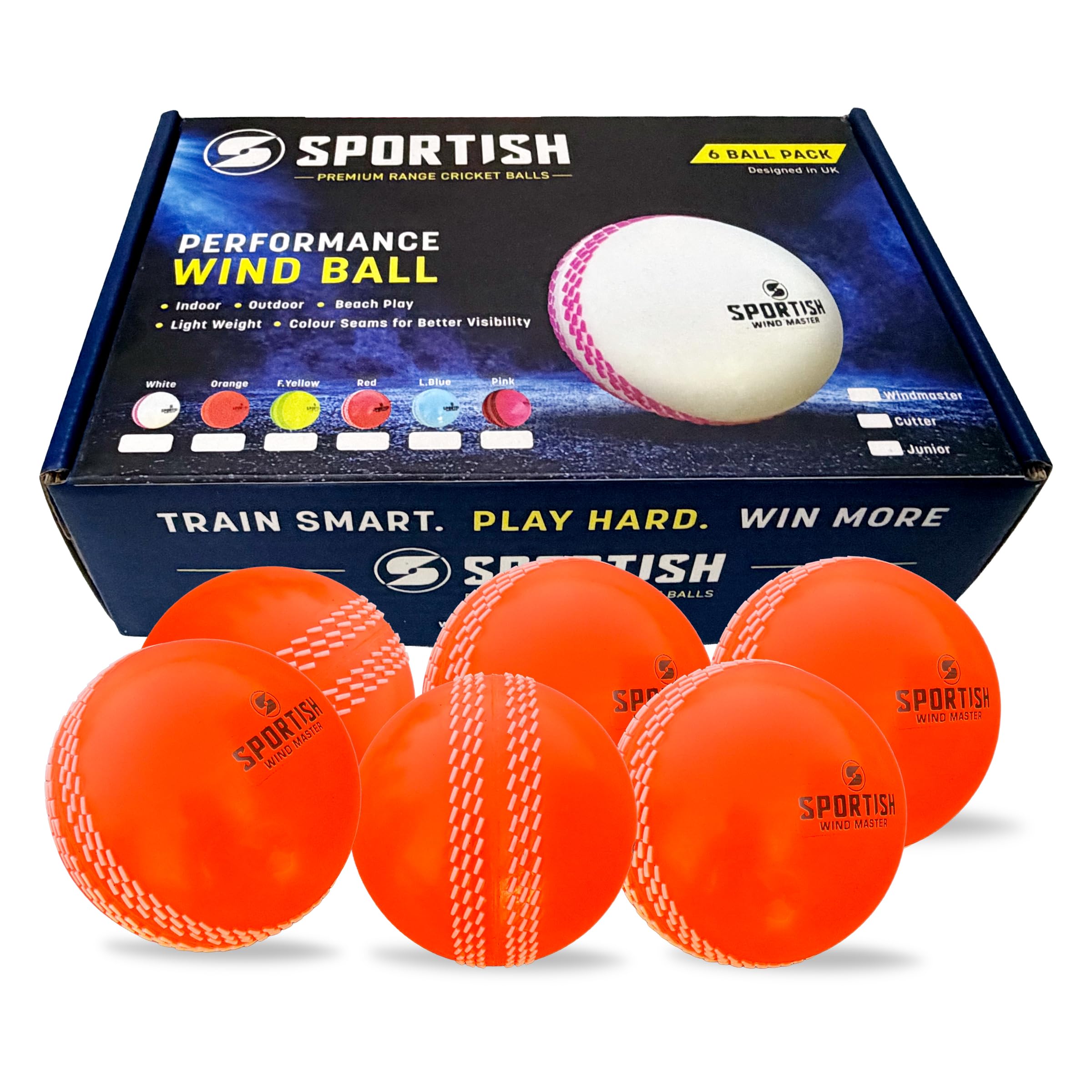 SPORTISH Soft Wind Cricket Ball Pack of 6 - Orange Practice & Training Ball