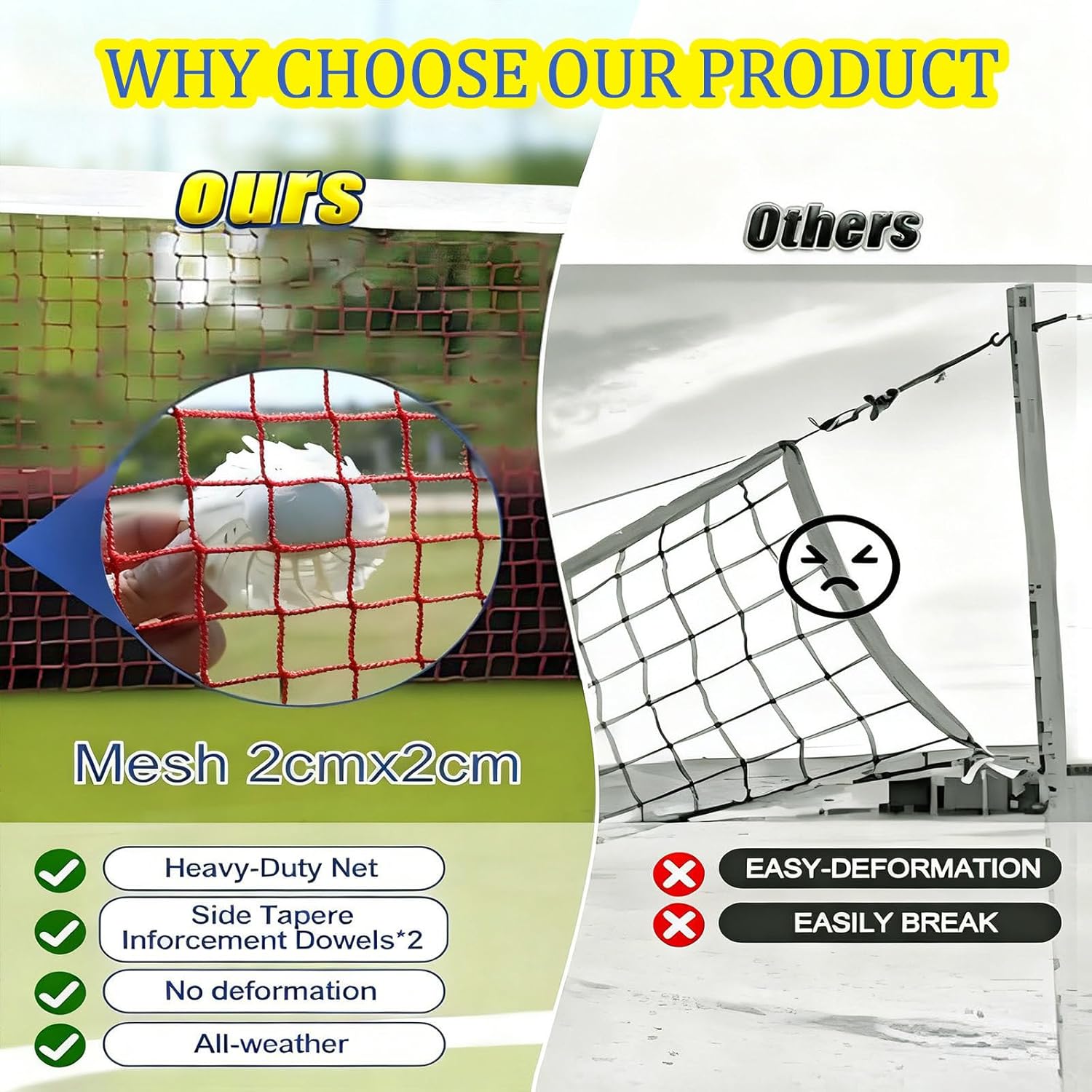 Upgraded Badminton/Soft Volleyball Poles with Adjustable Height (5.1-6.9ft), Portable Wheels & Steel Base, Suitable for Backyard, Beach Park, Outdoor Indoor Games