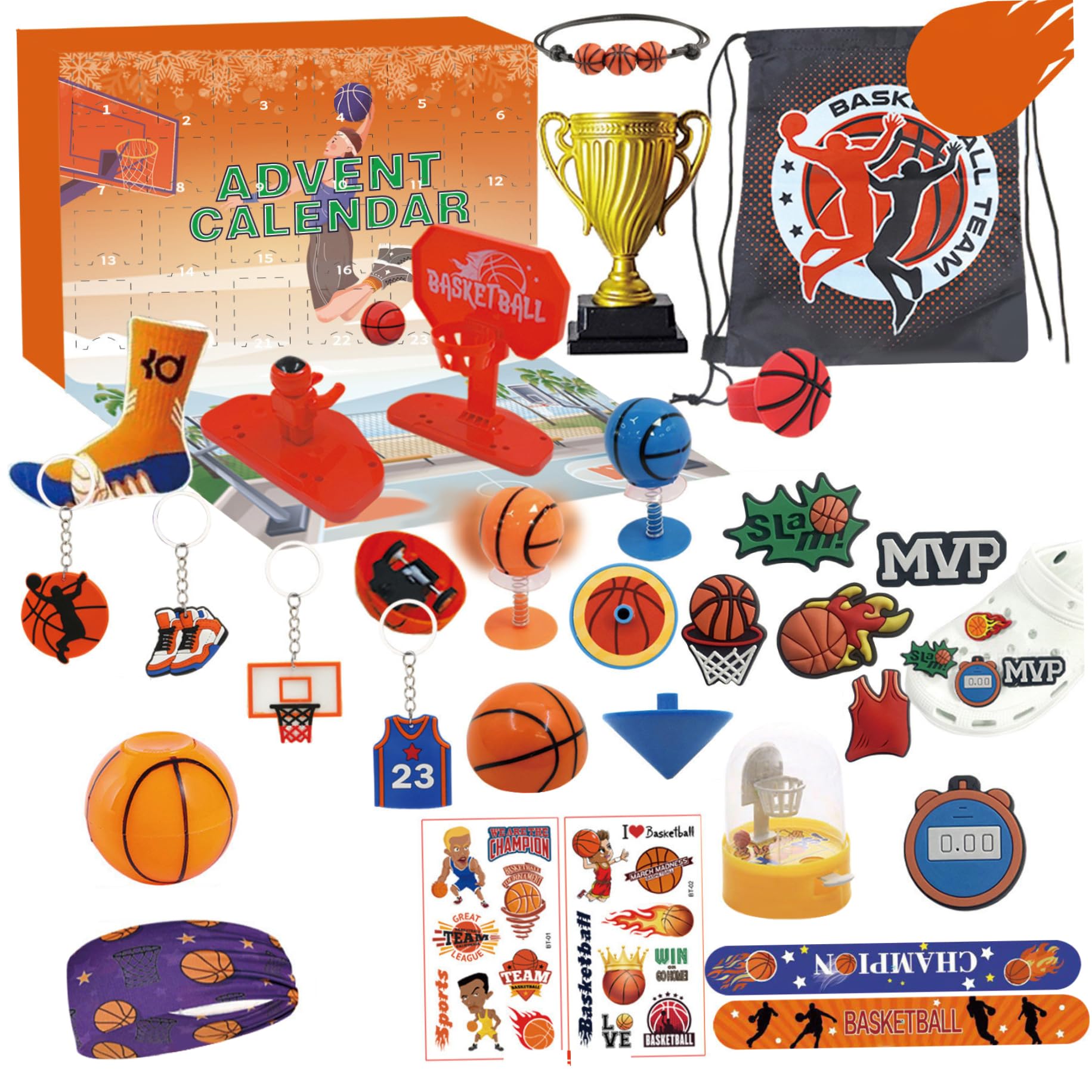 Calendrier De L'Avent Sportif 2025 Pour Enfants/ados - Thème Baseball Et Basket - 24 Surprises - Cadeau De Noël