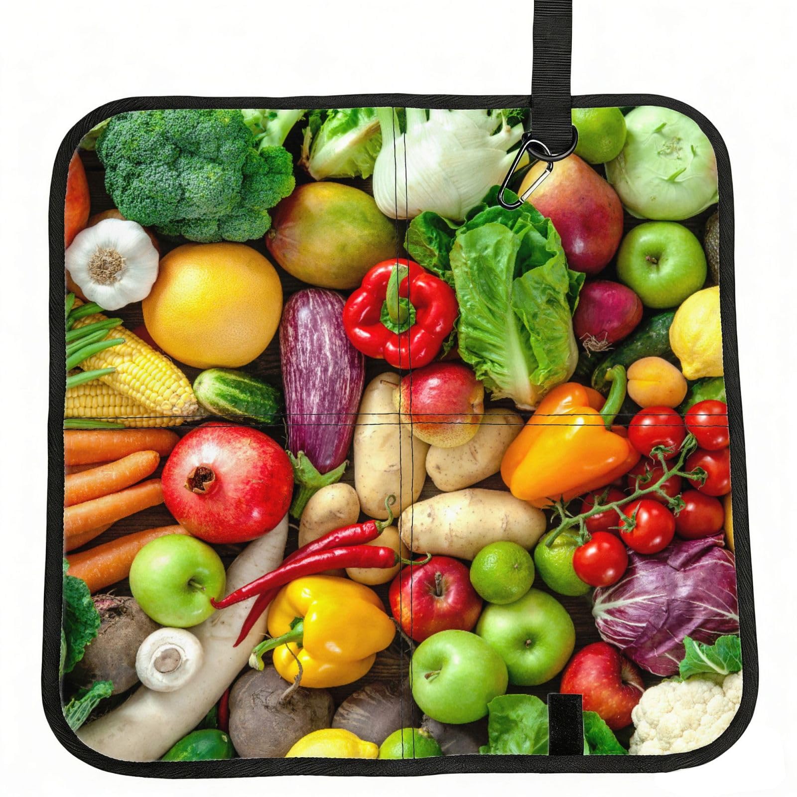 YGLHBDPBF Fresh Fruits and Vegetables Print Camping seat cushion,Foldable Sitting Pads,Save Backpack Space for Hiking