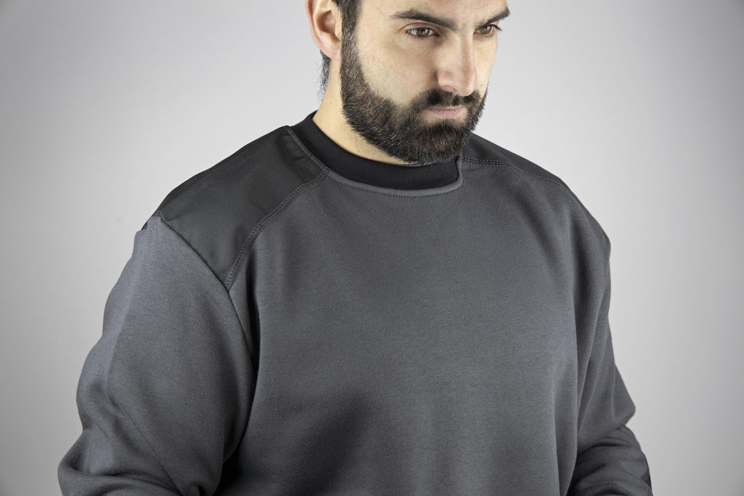 LMA Sweat de Travail col Rond BUCAREST - Gris Charcoal/Noir XL - 5 - Vêtements de Travail