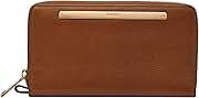 Fossil Women's Liza Leather Wallet Zip Around Clutch with Wristlet Strap, Black (Model: SL7878G001)
