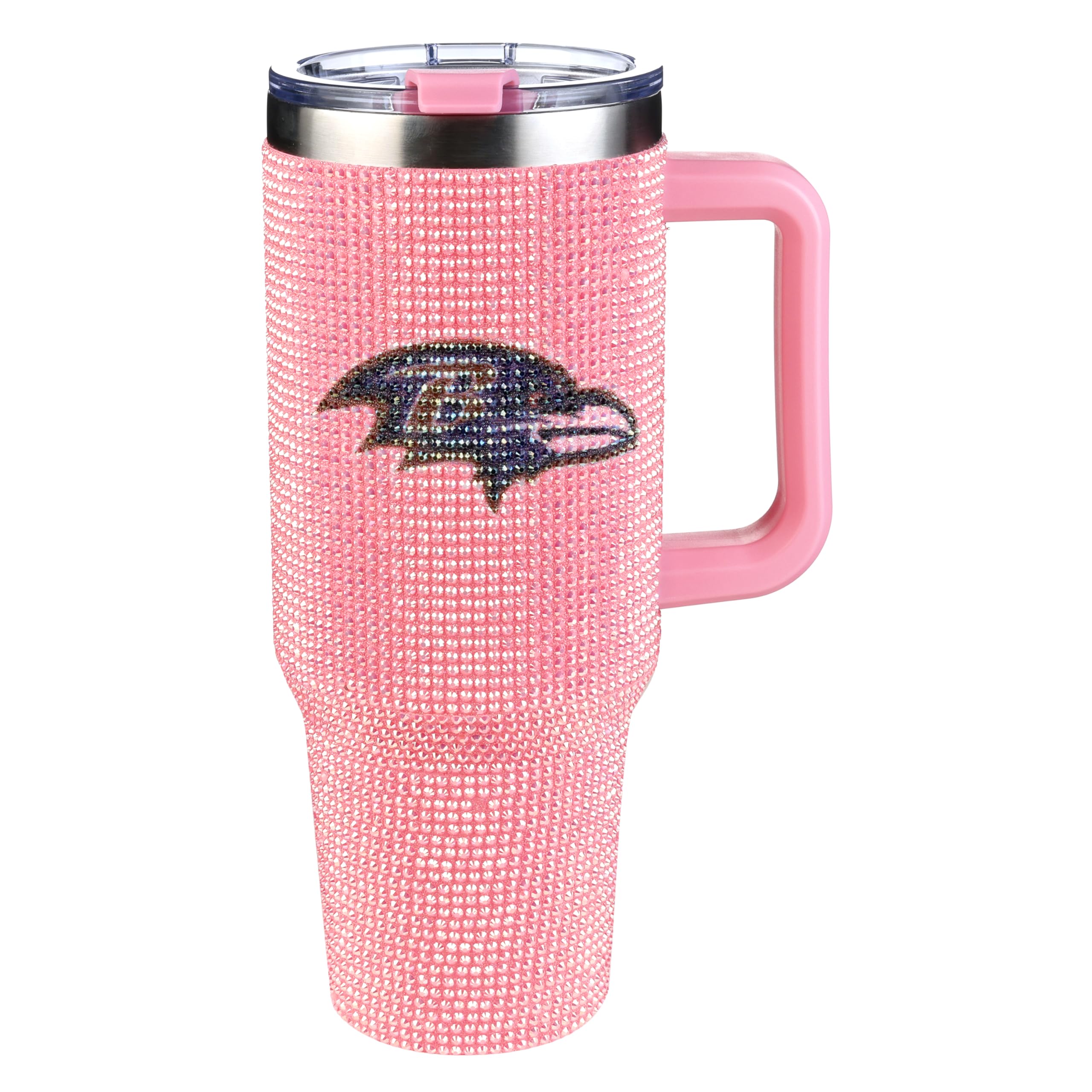 The Memory Company Officially Licensed 40oz Pink Bling Game Day Tumbler, Baltimore Ravens
