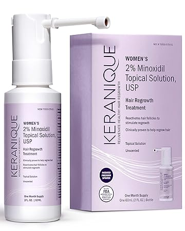 Keranique Hair Regrowth Treatment for Women - 2% Minoxidil for Hair Growth & Thickening - Topical Solution Scalp Treatment for Hair Loss & Thinning w/ Precision Spray Applicator - 2 Fl Oz