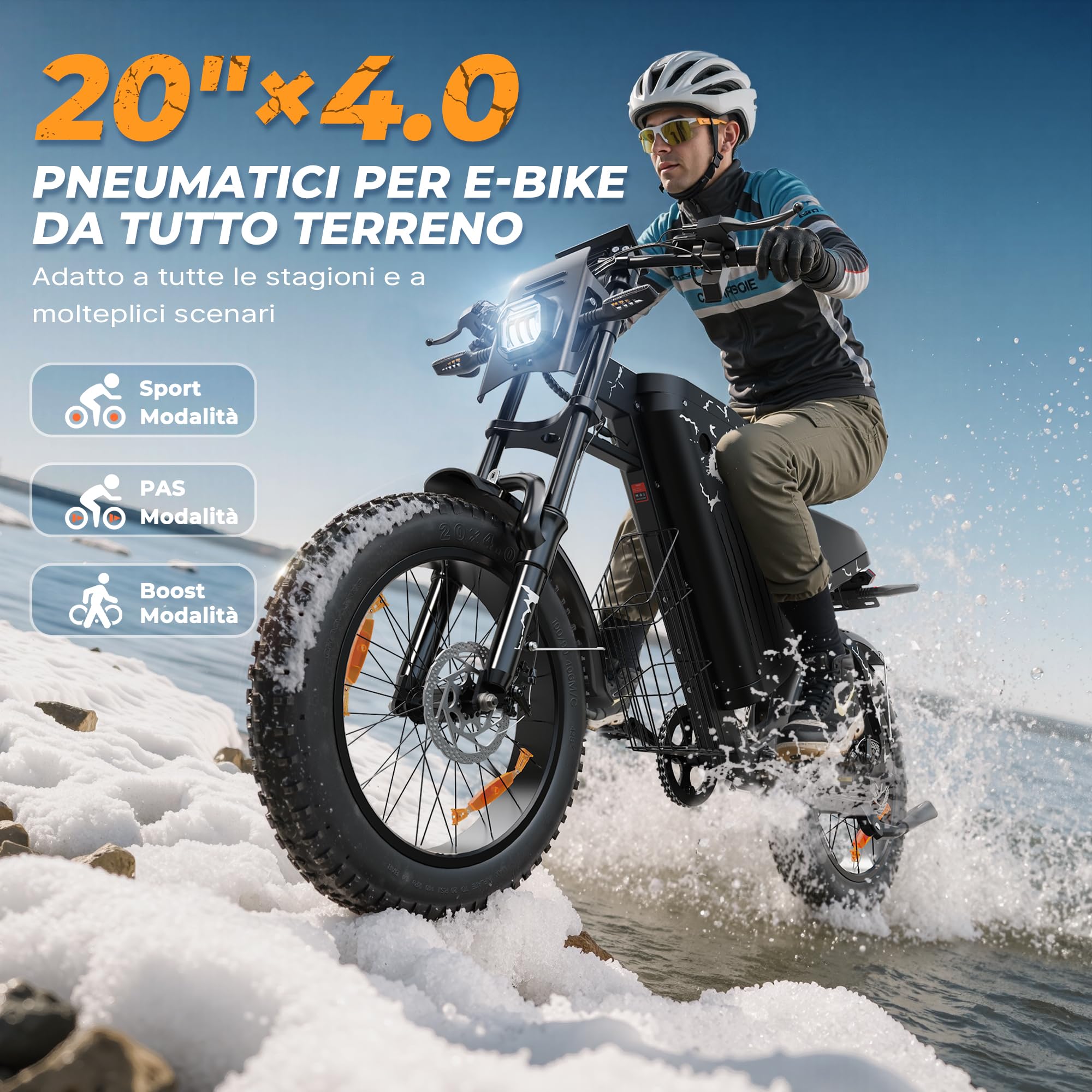 VARUN Bici Elettrica, 20''*4.0 Bicicletta Elettrica Fuoristrada, Batteria 48V 20.8/31.5Ah, Doppia Sospensione, Indicatori di Direzione Anteriori e Posteriori, E-Bike per Adulti a 7 Velocità