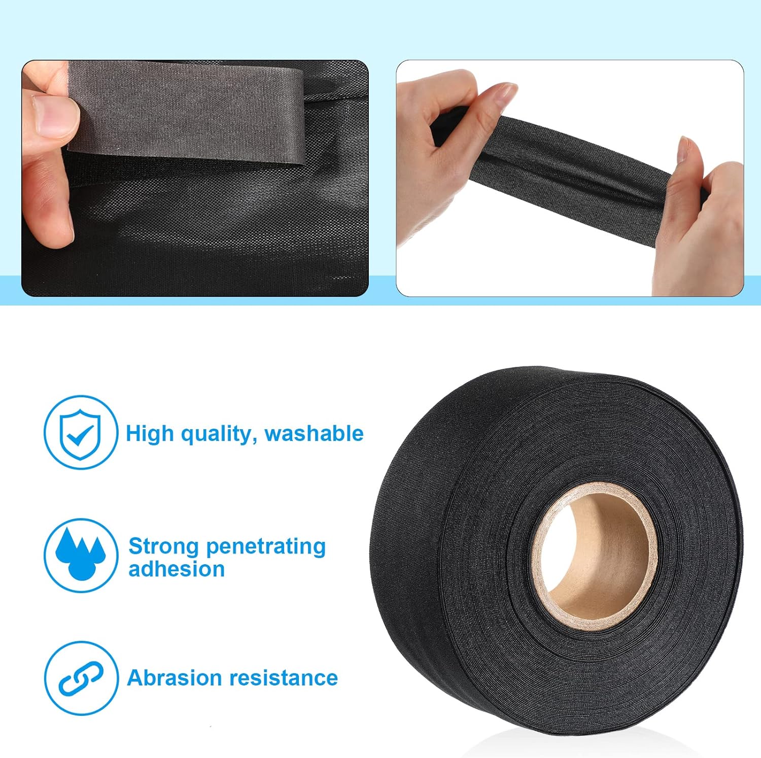 LLPT Wetsuit Repair Tape Iron On 0.8" X 16.5 Ft Seam Sealing Patch Waterproof For Neoprene Wetsuit Drysuit Fishing Suits Industrial Standard Carrier Material Color Black(IR865 - View #6