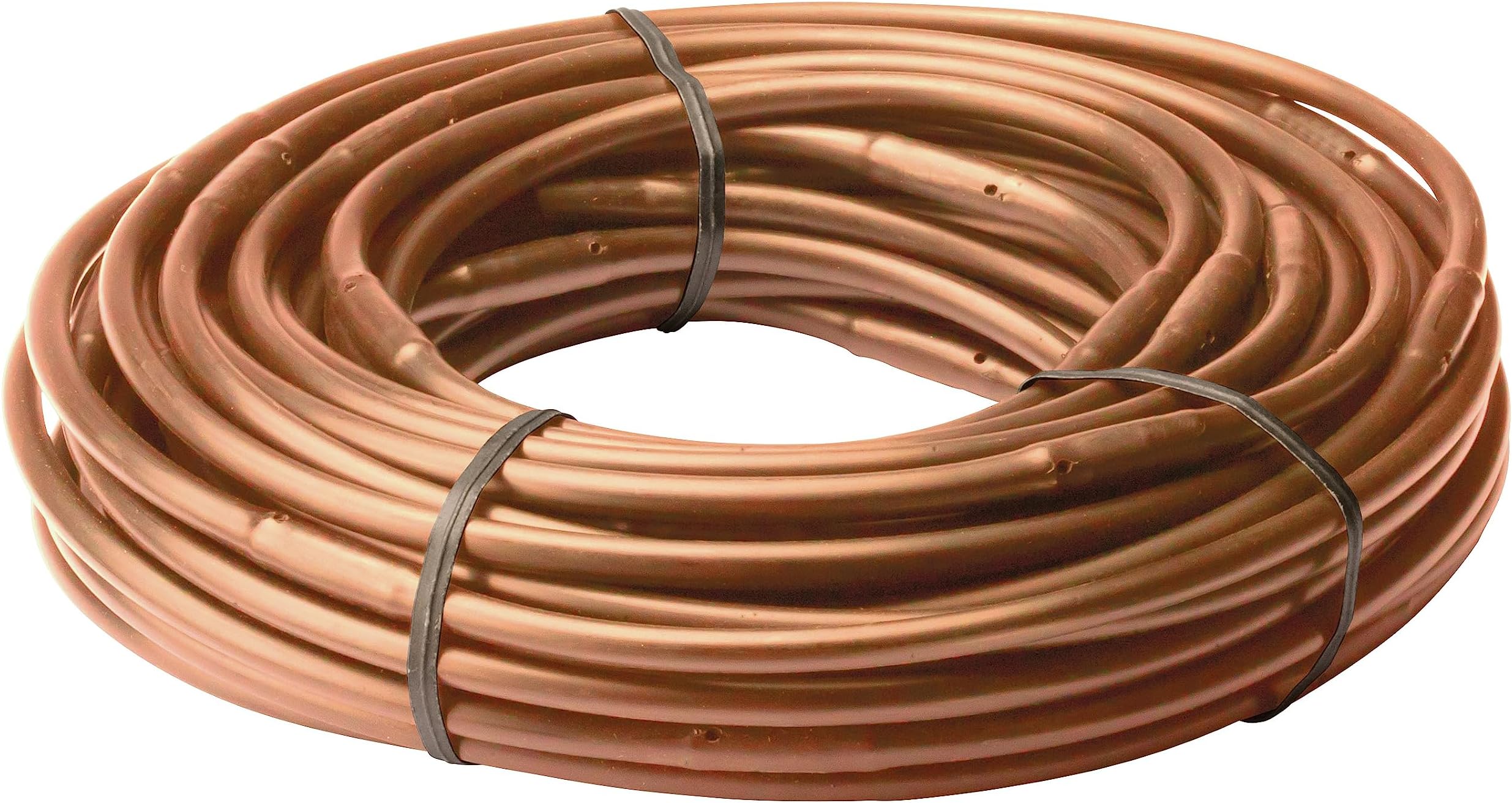 ET25-50S2 Drip Irrigation Pressure Compensating 1/4" Emitter Tubing, 12" Emitter Spacing, 50' Roll, Brown