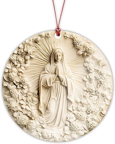 Adorno acrílico 2D de Virgen María Bendita Madre, adornos de Navidad católicos, decoraciones de Navidad de natividad, decoración cristiana, adorno