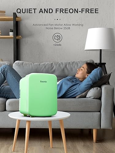 Miniatura 6 de Reemix Mini nevera, 3.7 litros6 latas, refrigerador portátil y calentador personal para el cuidado de la piel, cosméticos, bebidas, alimentos, ideal