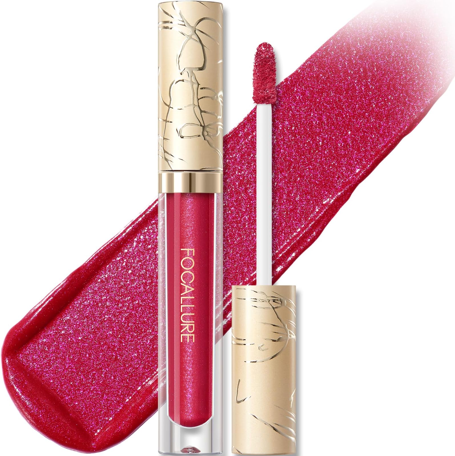 FOCALLURE Metallic Liquid Lipstick,Non Stick Cup Lip Gloss,High Impact Lip Color with Transfer-proof Wear,Long Lasting & Waterproof Lipstick Makeup for Women,RD05 CHERRY BERRY