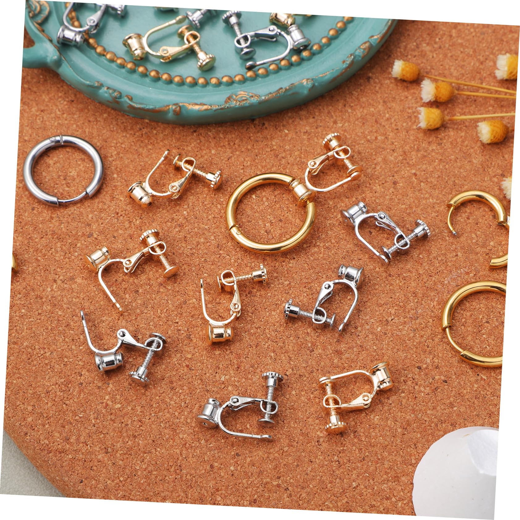 Convertitori per Orecchini a Clip Fai da Te 20 Pezzi in Rame | Oro e Argento, Resistenti allo Sbiadimento e Delicati sulla Pelle, per Creazioni di Bigiotteria