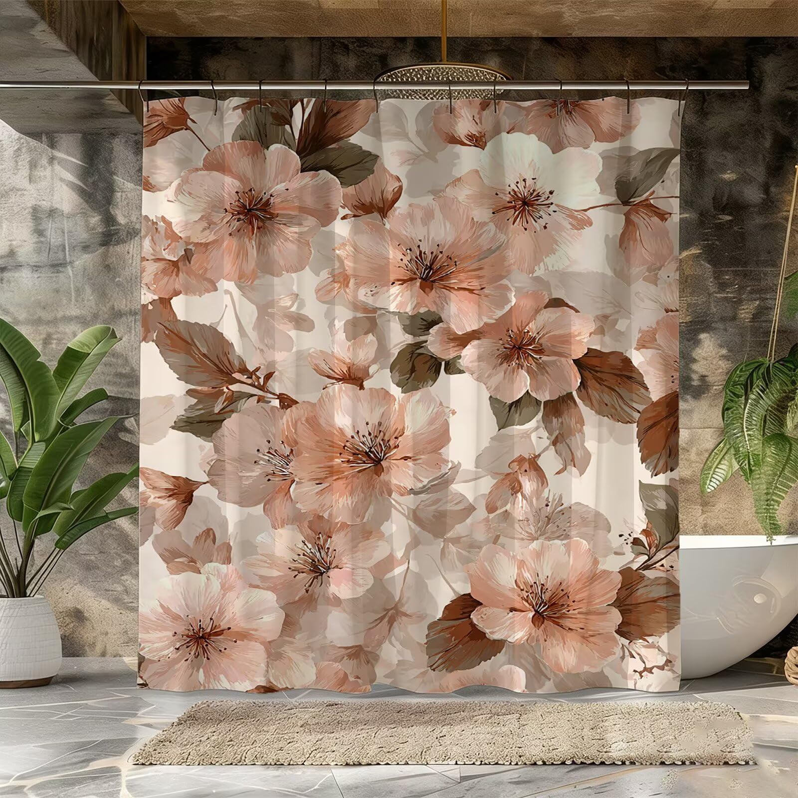 Nordycka zasłona prysznicowa 200 x 220 cm, wodoodporna, szybkoschnąca, nadająca się do prania, tkanina poliestrowa, bardzo długa, obciążony brzeg, z 12 haczykami, dekoracja łazienki, prezent dla