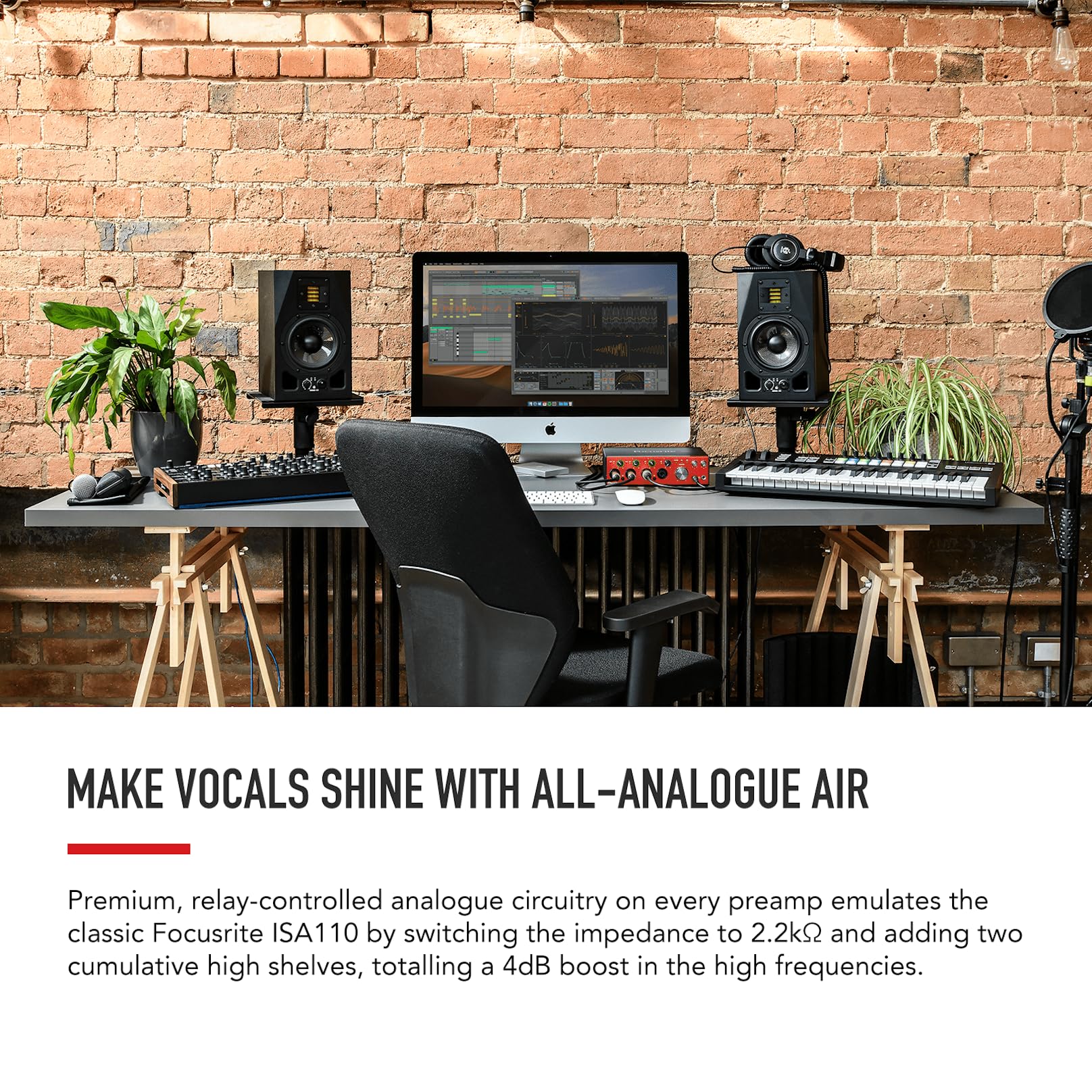Focusrite Clarett+ 4Pre, interfaccia audio USB per musicisti, qualità studio - Registrazioni di alta qualità: quattro preamplificatori microfonici a basso rumore e distorsione, per suoni realistici