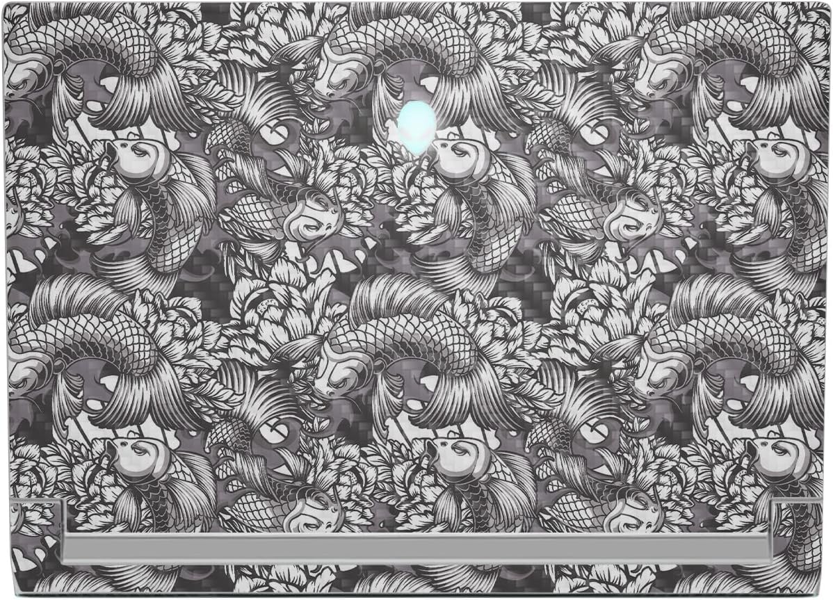 MightySkins Carbon Fiber Skin Compatible with Alienware X17 R2 (2022) Full Wrap Kit - Angry Koi | Protective, Durable Textured Carbon Fiber Finish | Easy to Apply & Change Styles | Made in The USA