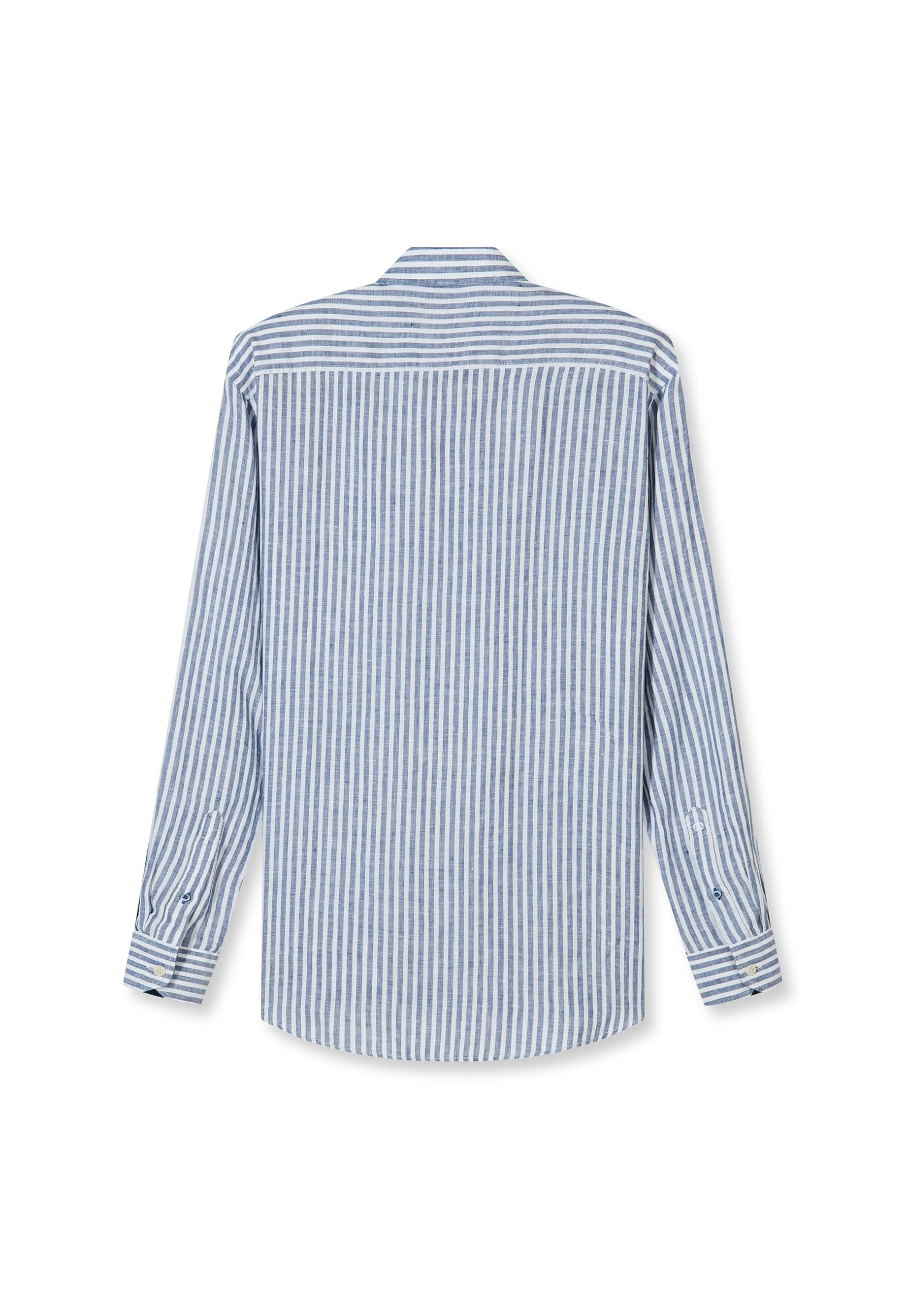 OLYMP Camisa casual para hombre de manga larga 405014, rayas de fondo blanco, 059 informal, 22, cuello Kent