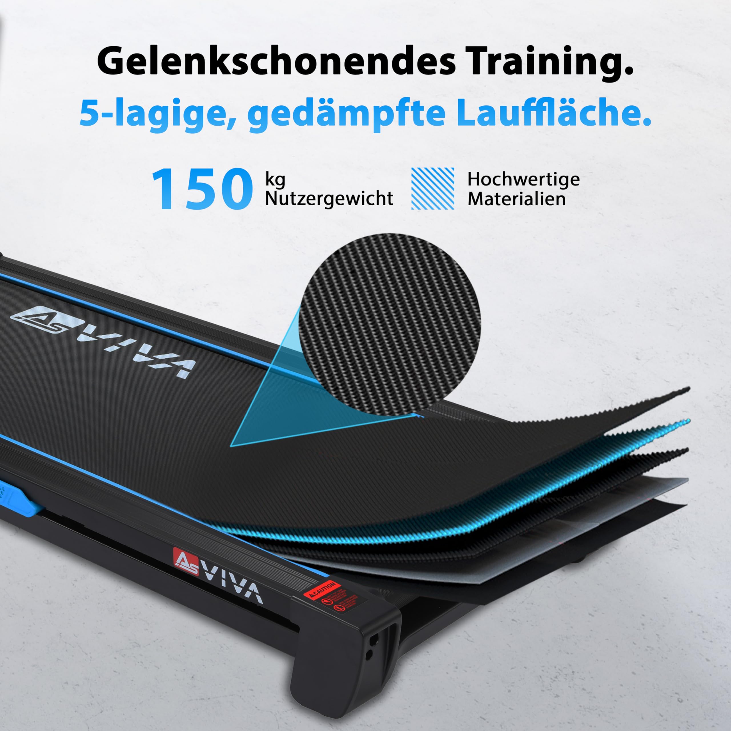 AsVIVA T16 Laufband klappbar, 18 km/h & 18% Steigung, 4 PS Motor, Bluetooth App kompatibel, induktive Ladefunktion, leise