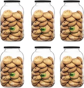 SAND DUNE Set of 6, 1000 ml Each Storage Glass Jar, Transparent | BPA Free |Cookies, Dry Fruits, Masala, Spices, Cereal, and Flour