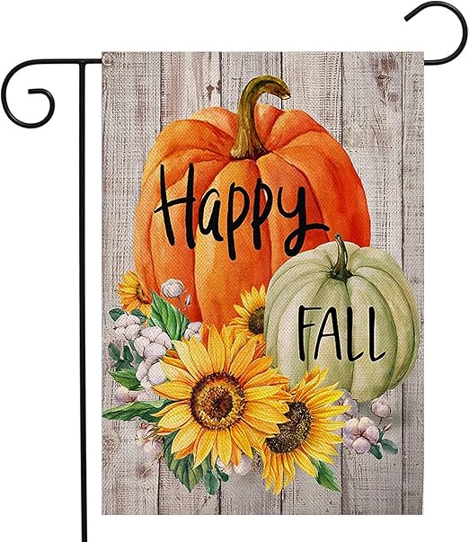 Amazon.com : Happy Fall Garden Flag Pumpkin Fall Garden Flags 12 x 18 ...