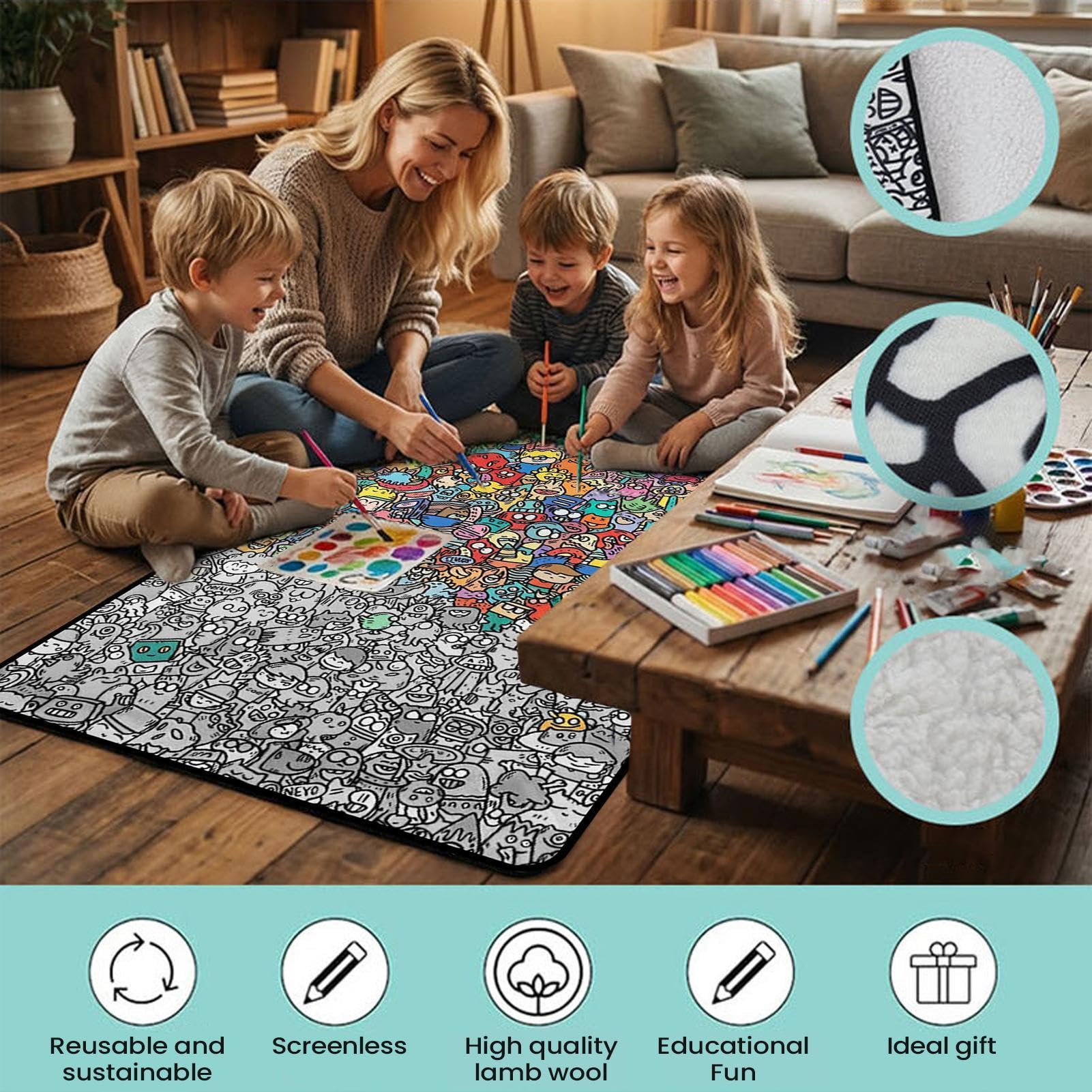 Generico Coperta Da Colorare, Plaid Lavabile Fai-da-te Per Divano, La Tua Coperta, Per Bambini E Bambine Amanti Del Fai-da-te E Per La Scuola Materna