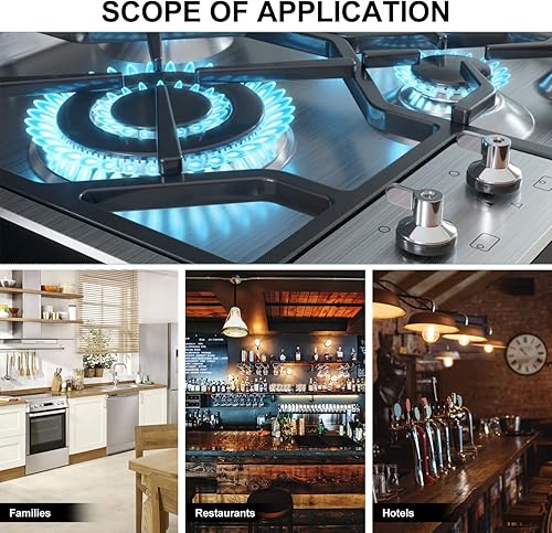 Miniatura 6 de DOITOOL Pomo de estufa de metal para estufa de gas, 6 piezas de perilla de interruptor de metal, accesorios de acero inoxidable redondo para estufa