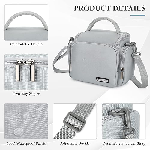 Miniatura 6 de G-raphy Bolsa para cámara DSLR, bolsa para cámara sin espejo, fotógrafos con separadores acolchados extraíbles para cámaras DSLR, lentes y etc