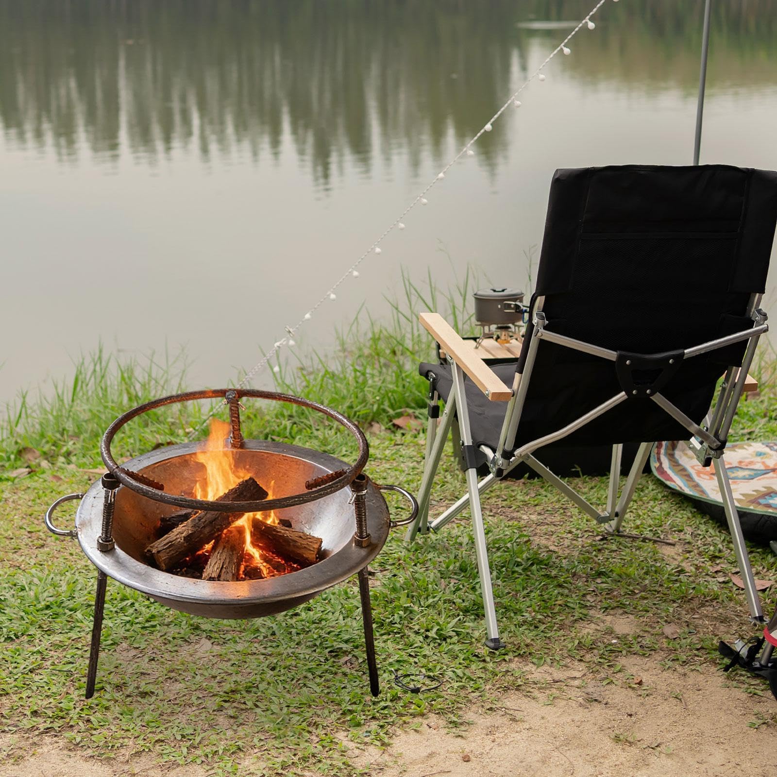 Camping Feuerstelle Dreibein Feuerschale Grill Feuerkorb Metall Outdoor Konstruktion Eisen für Gartenparty Camping Picknick Park Restaurant Familien F, Mehrfarbig, 38 cm X 30 cm X 40
