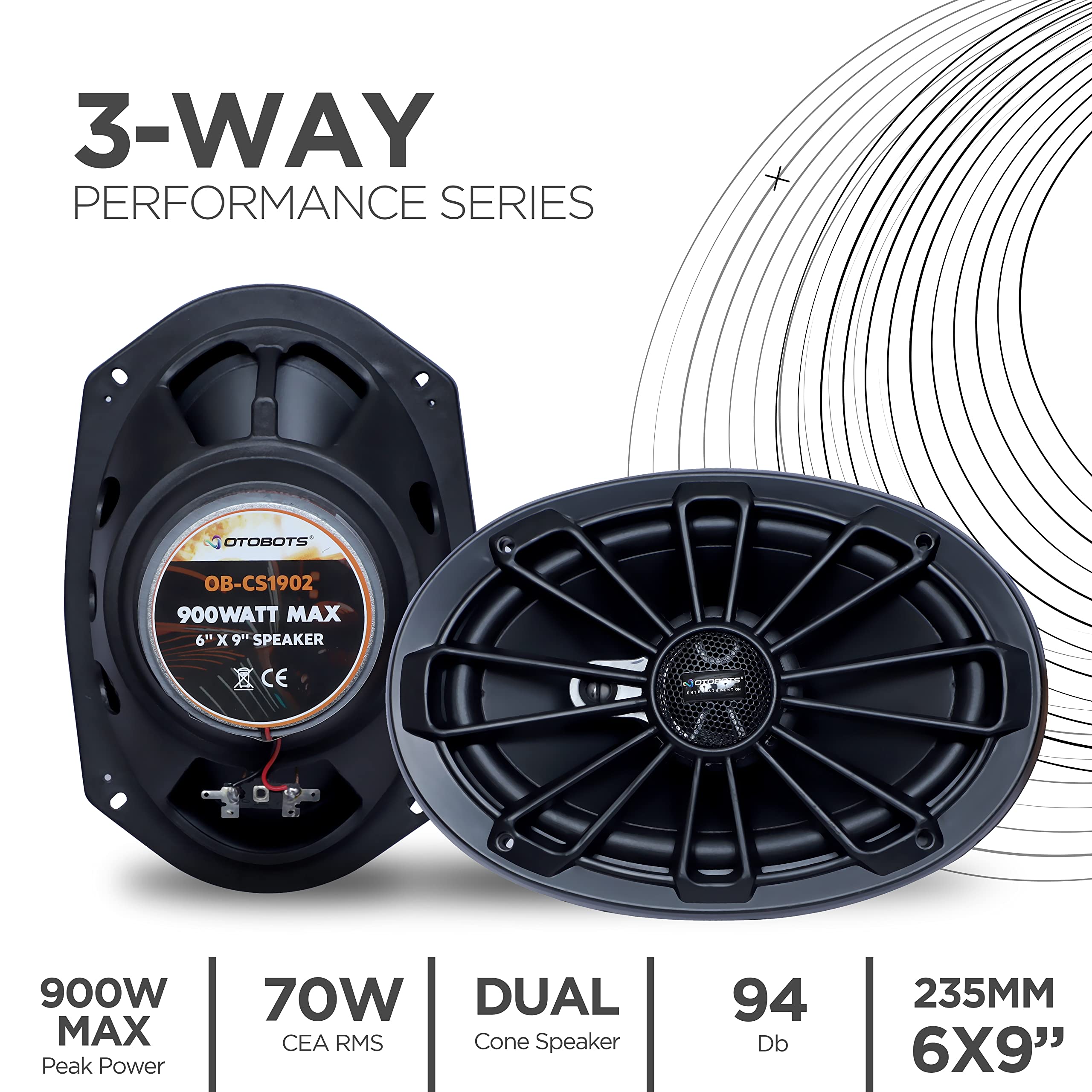 OTOBOTS Oval 6 * 9- High Performance Car Speaker Black Power