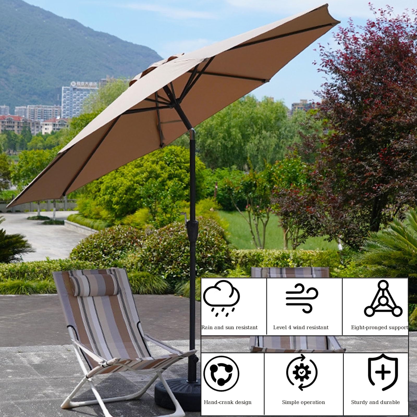 Kawiarnia, Parasol Przeciwsłoneczny, Osłona Przeciwsłoneczna, Przenośny Parasol Przeciwsłoneczny O Długości 2,7 Metra, Odpowiedni Zarówno Na Słoneczne, Jak I Deszczowe Dni.