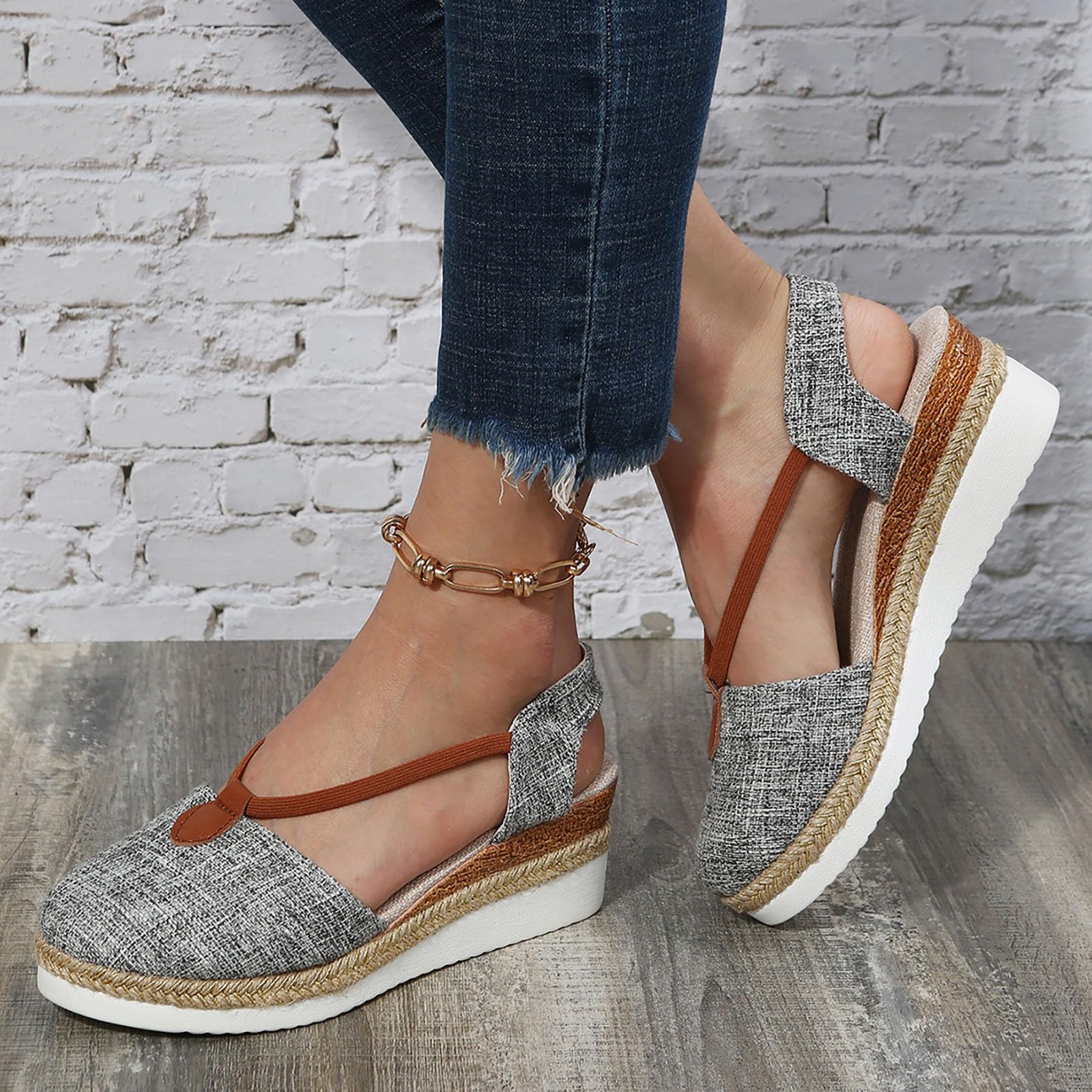 Scarpe Da Passeggiata Donna Leggera Confortevole Ortopedica, Pantofole Da Interni Da Donna Estate Pantofola Ortopedica Piattaforma, Pantofola Flangia Cavigliera Tong - Lino Tong Casual Traspirante