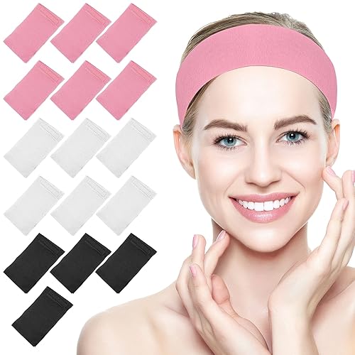 Miniatura 1 de Framendino, Paquete de 128 diademas faciales desechables de color rosa, no tejidas, elásticas, suaves, para el cuidado de la piel, con cierre cómodo