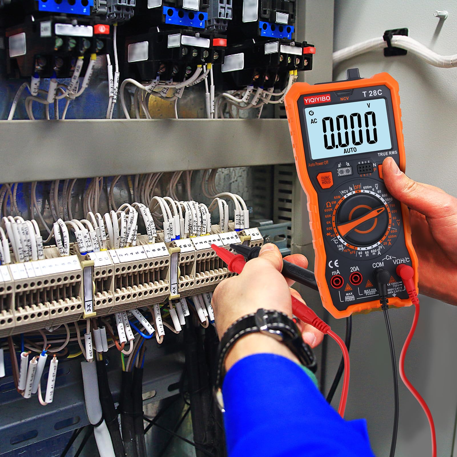 Digital Multimeter, True RMS 6000 Zählungen Manuelle Bereich Spannungsprüfer Strommessgerät, Misst AC/DC-Spannung, AC/DC-Strom, Widerstand, Dioden, Durchgang, Kapazität und Temperatur