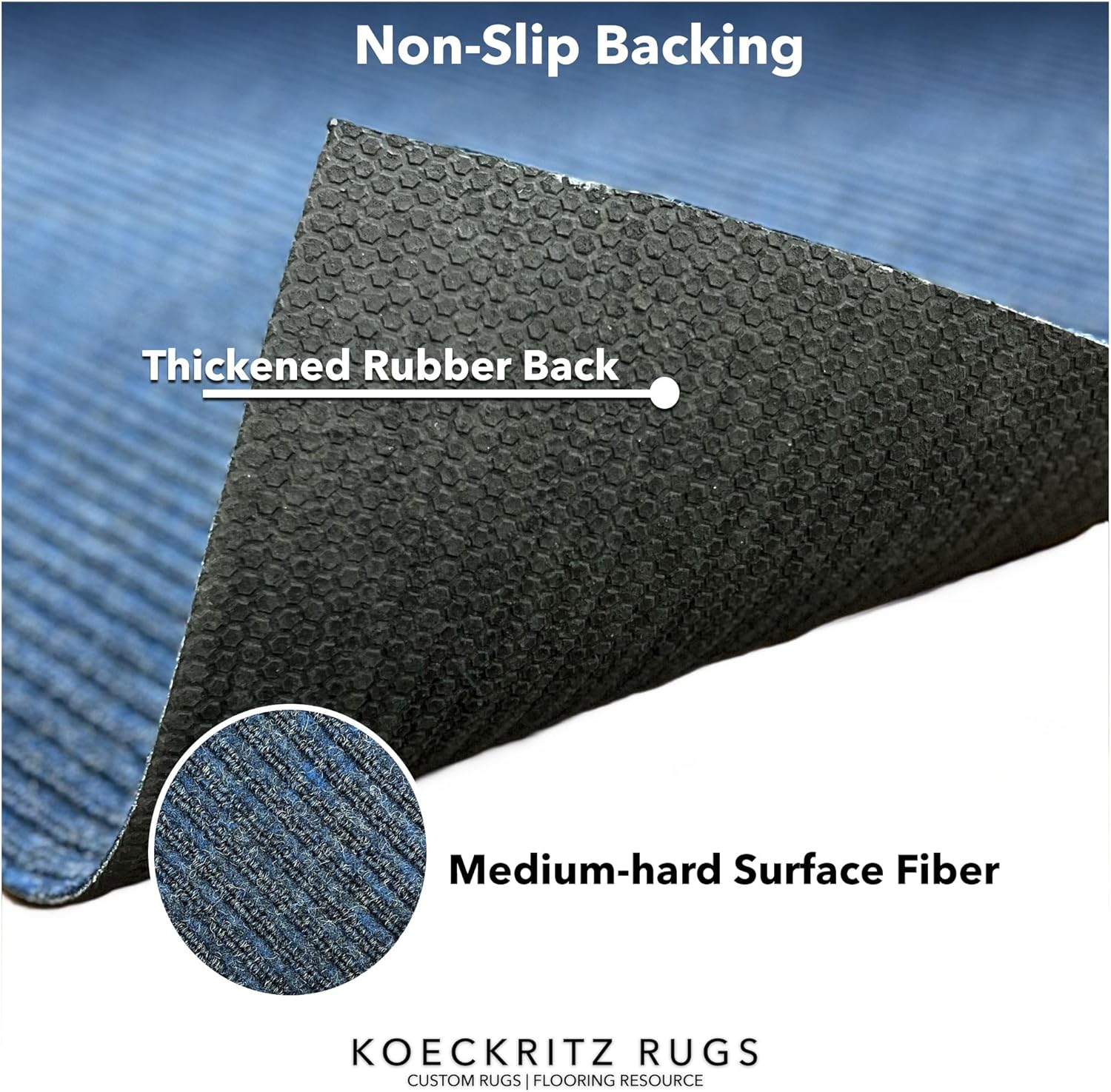 KOECKRITZ Heavy Duty Durable All Weather Indoor/Outdoor Non Slip Entrance Mat Rugs and Runners for Office Business Building Home Garage Front Door (5' x 8', Blue)