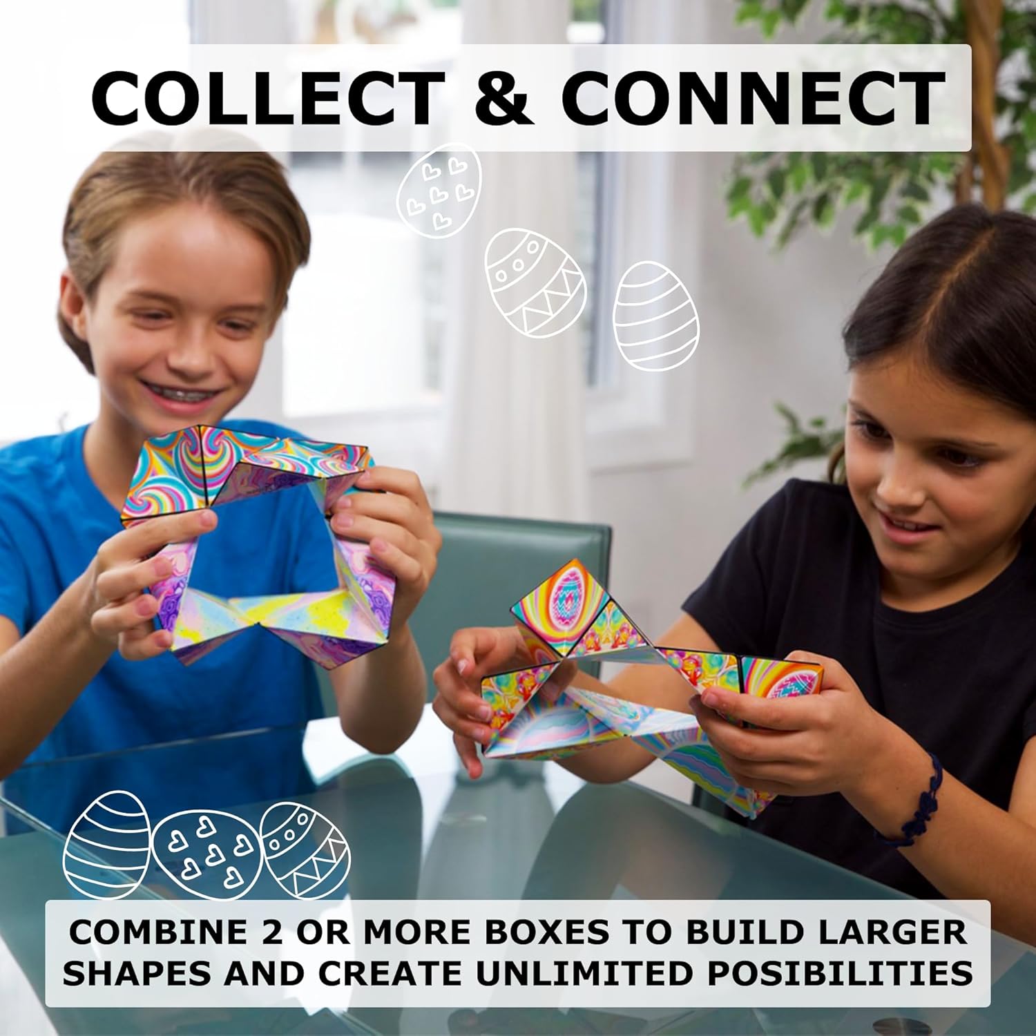 Shashibo Easter Limited Edition Shape Shifting Box - STEM Magnetic Fidget Cube that Transforms Into Over 70 Shapes, Download Fun in Motion Toys Mobile App (Eggstraordinary)