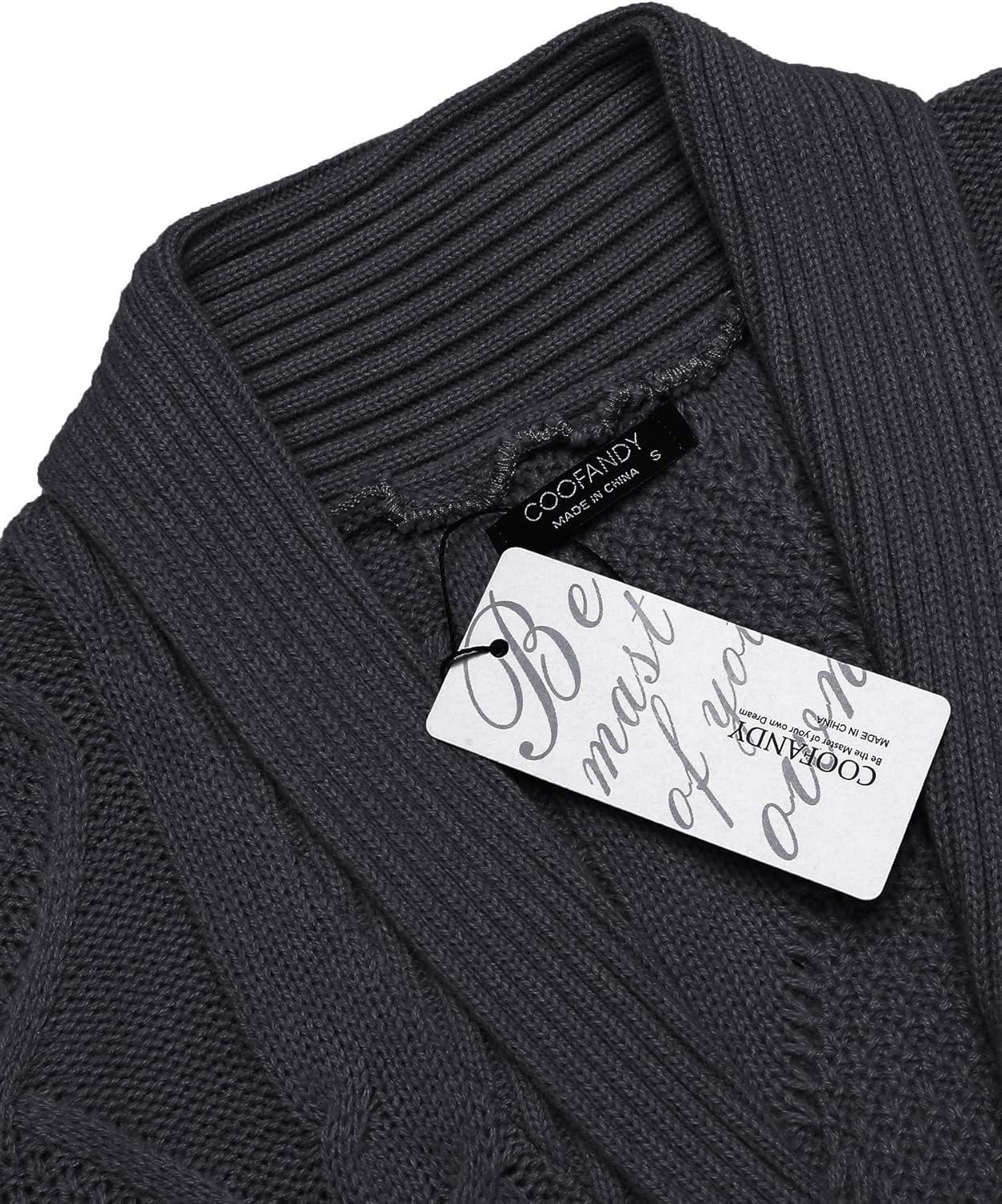 COOFANDY Mens Shawl Collar Cardigan Sweater Slim Fit Button Down Cable Knitted Sweater with Pockets - Image 5