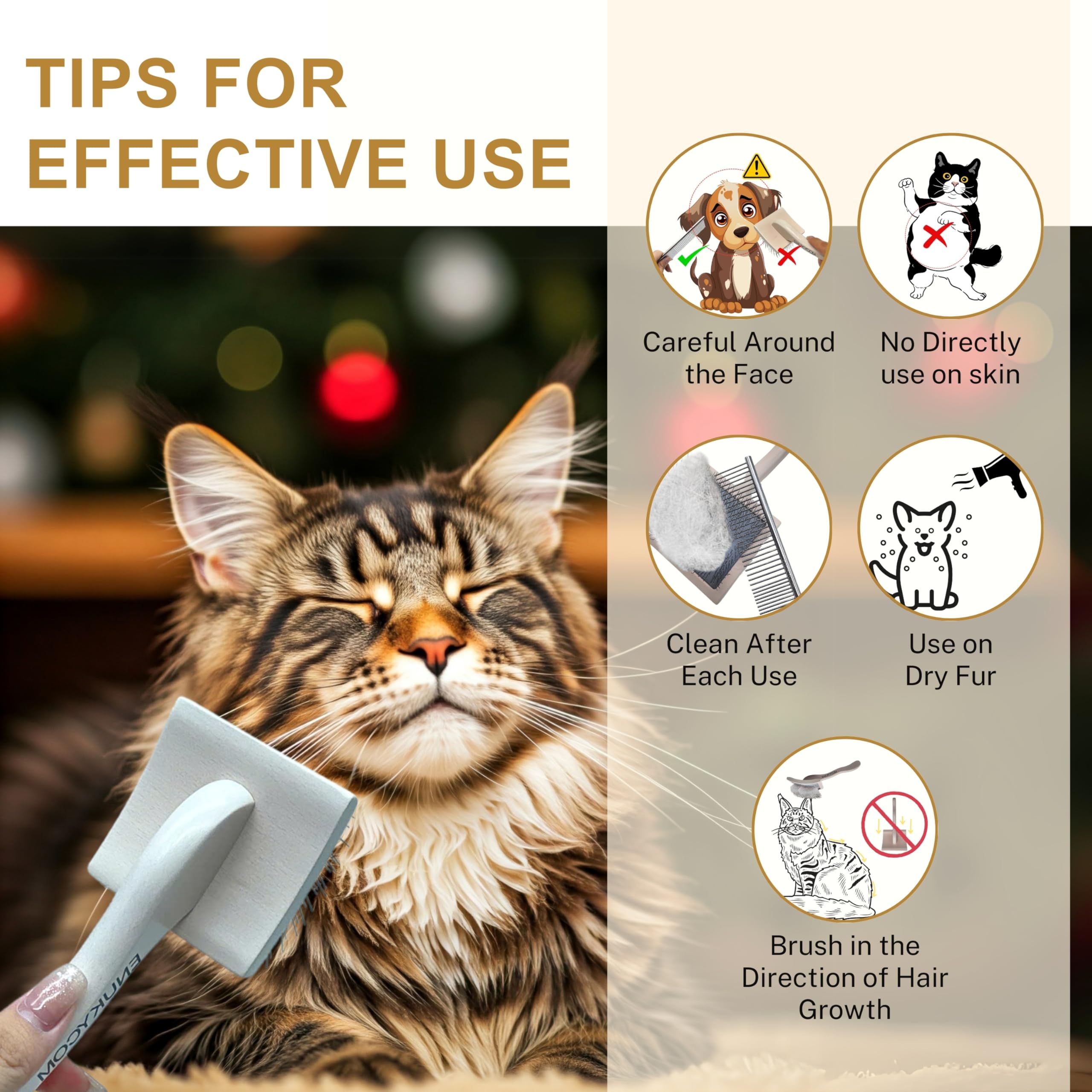 Spazzola specializzata per la toelettatura di gatti Maine Coon, grandi Pirenei, cani scarabocchi (Goldendoodles, barboncini e labradoodles) – Funziona senza sforzo attraverso cappotti densi e lunghi,