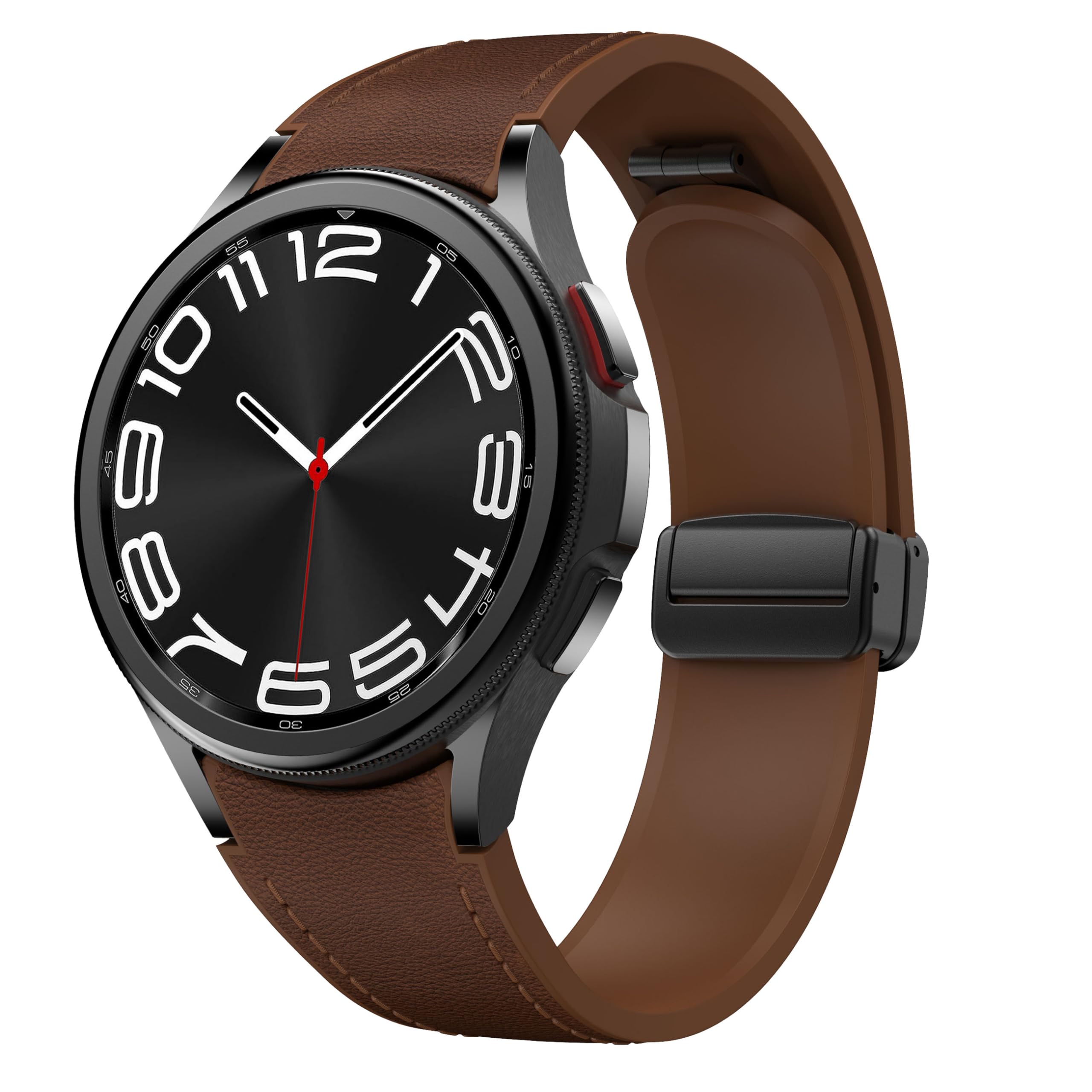 Magnetic Leather Strap for Samsung Galaxy Watch 6/5/4 Strap 40mm 44mm/5 pro 45mm/6 Classic 43mm 47mm,D-Buckle Hybrid Eco-Leather Silicone Band for Samsung Watch 4 Classic Strap 46mm 42mm Men Women (B0D46K24KC) Amazon Price History, Amazon Price Tracker