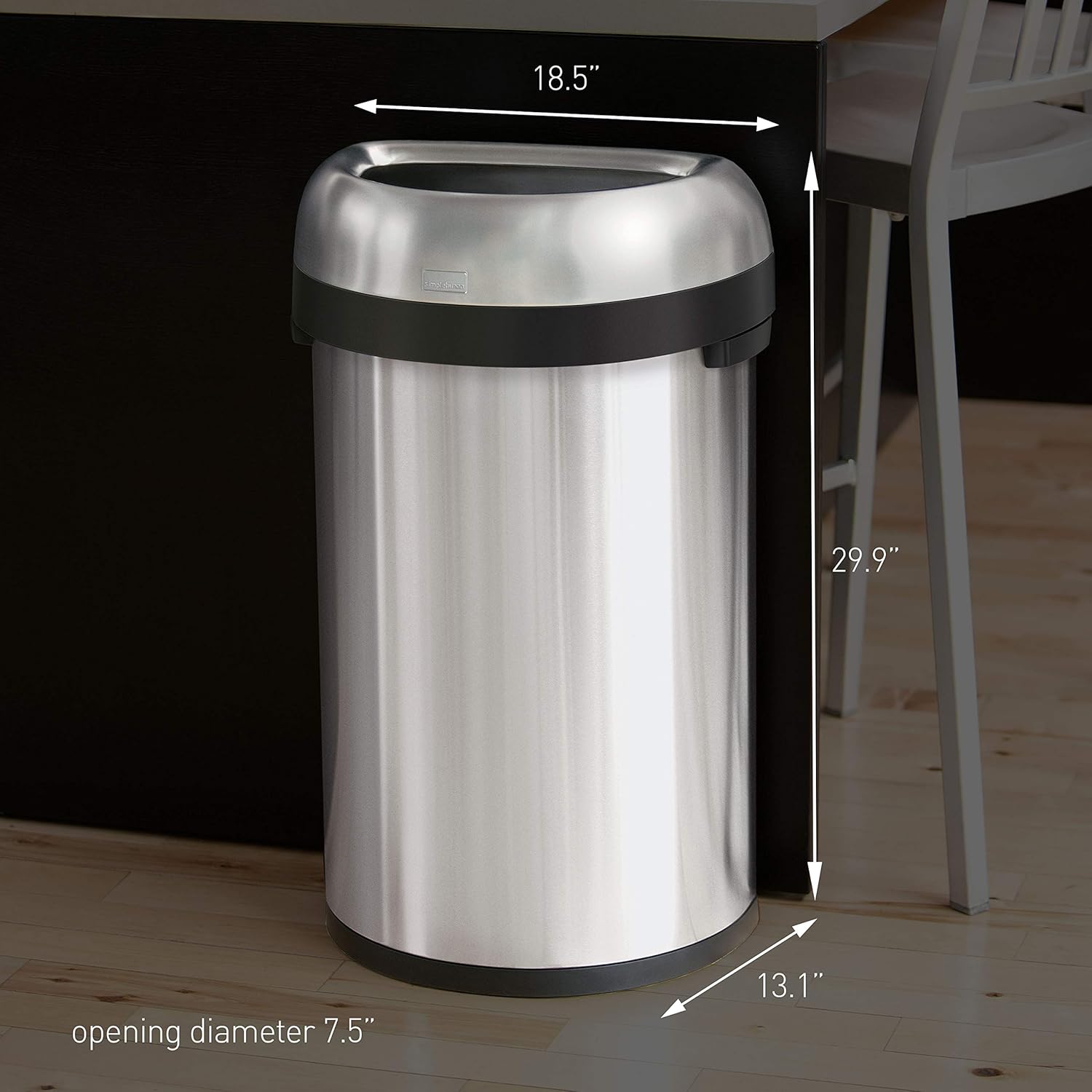 Blасk Frіdау - 50% оƒƒ simplehuman 60 Liter / 15.9 Gallon Large Semi-Round Open Top Trash Can Commercial Grade Heavy Gauge, Brushed Stainless Steel Hоt Dеаlѕ simplehuman 60 Liter / 15.9 Gallon Large Semi-Round Open Top Trash Can Commercial Grade Heavy Gauge, Brushed Stainless Steel