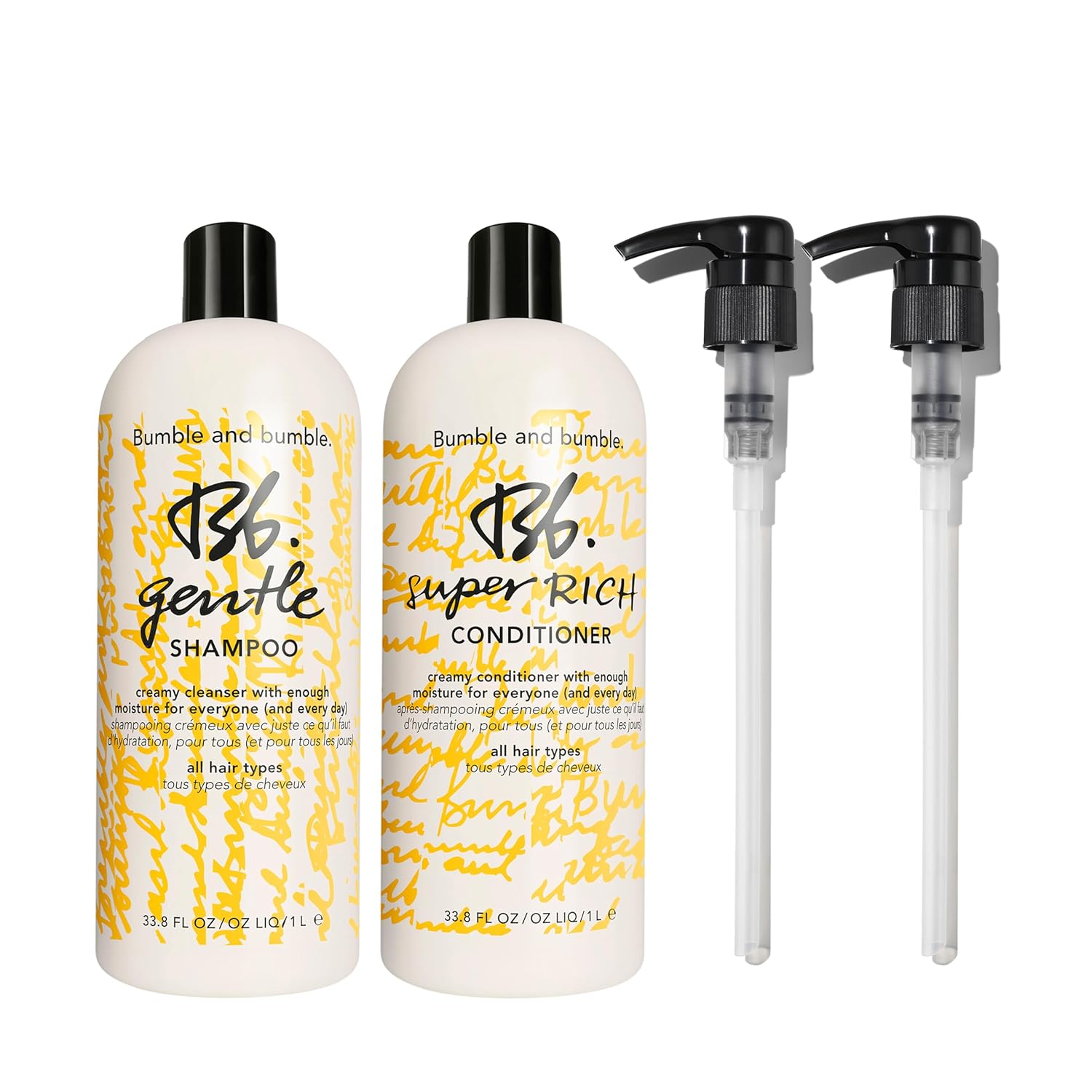 Bumble and bumble. Gentle Shampoo + Super Rich Hair Conditioner Set| Hydrating + Adds Shine | Curly, Wavy, Straight | With Glycerin + Avocado Oil