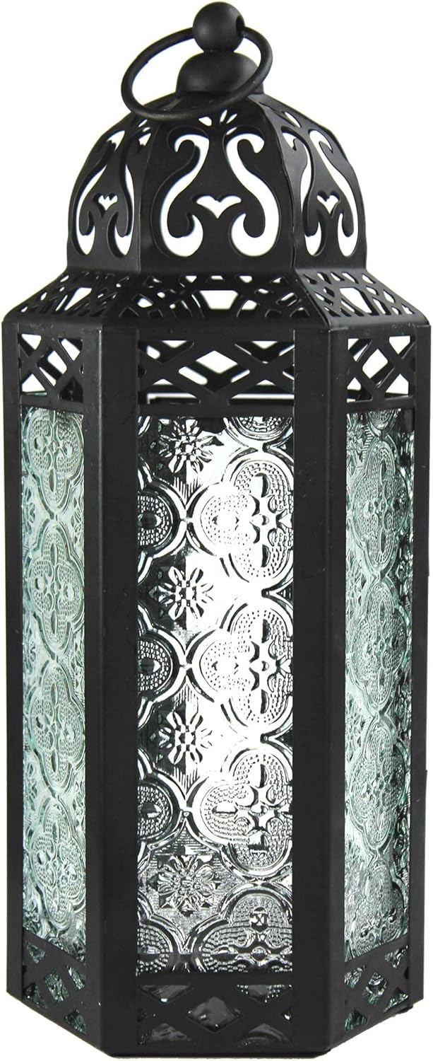 Vela Lanterns Moroccan Decorative Candle Lantern Holder, Clear Glass