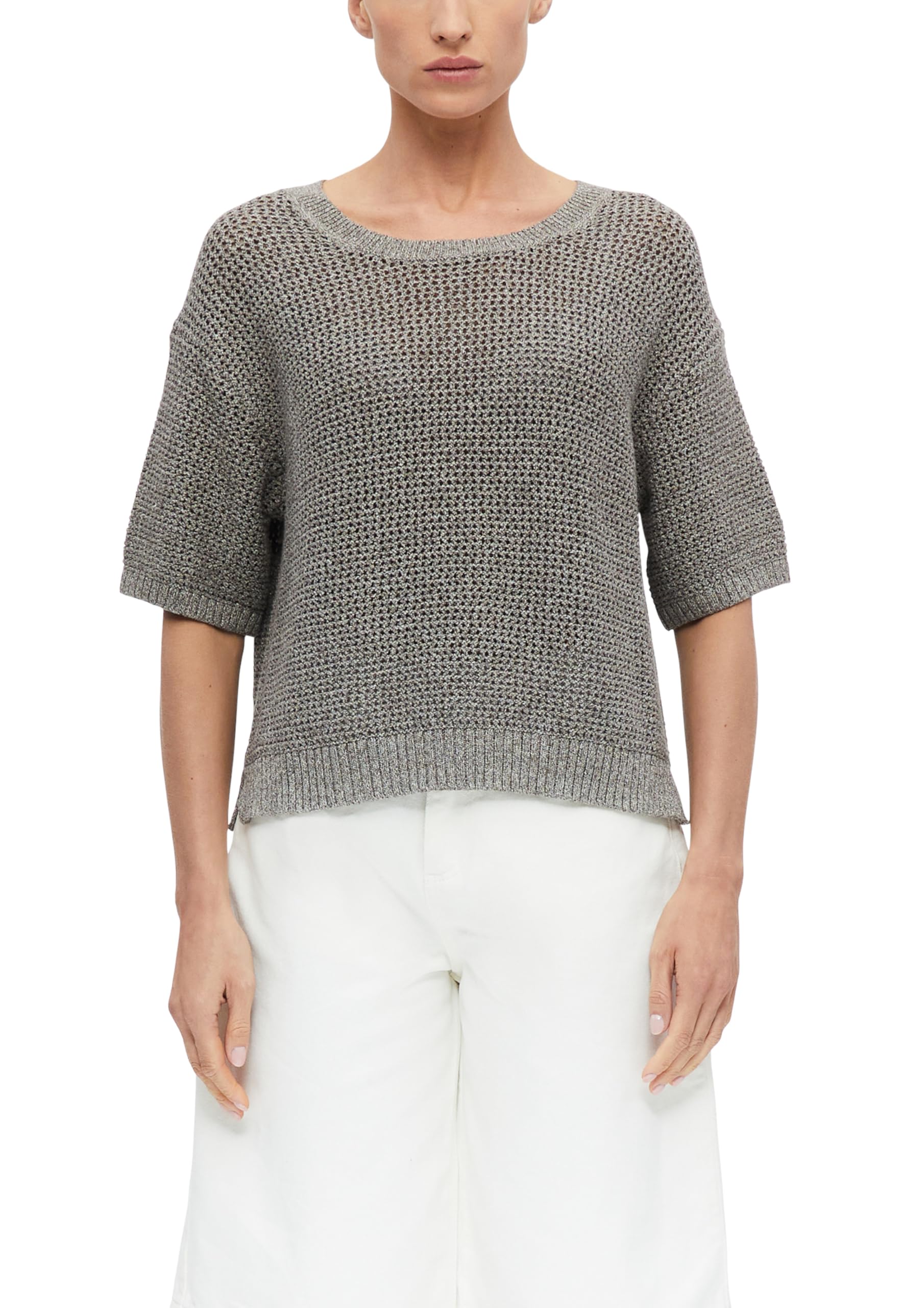 Comma Melierter Pullover aus Ajourstrick